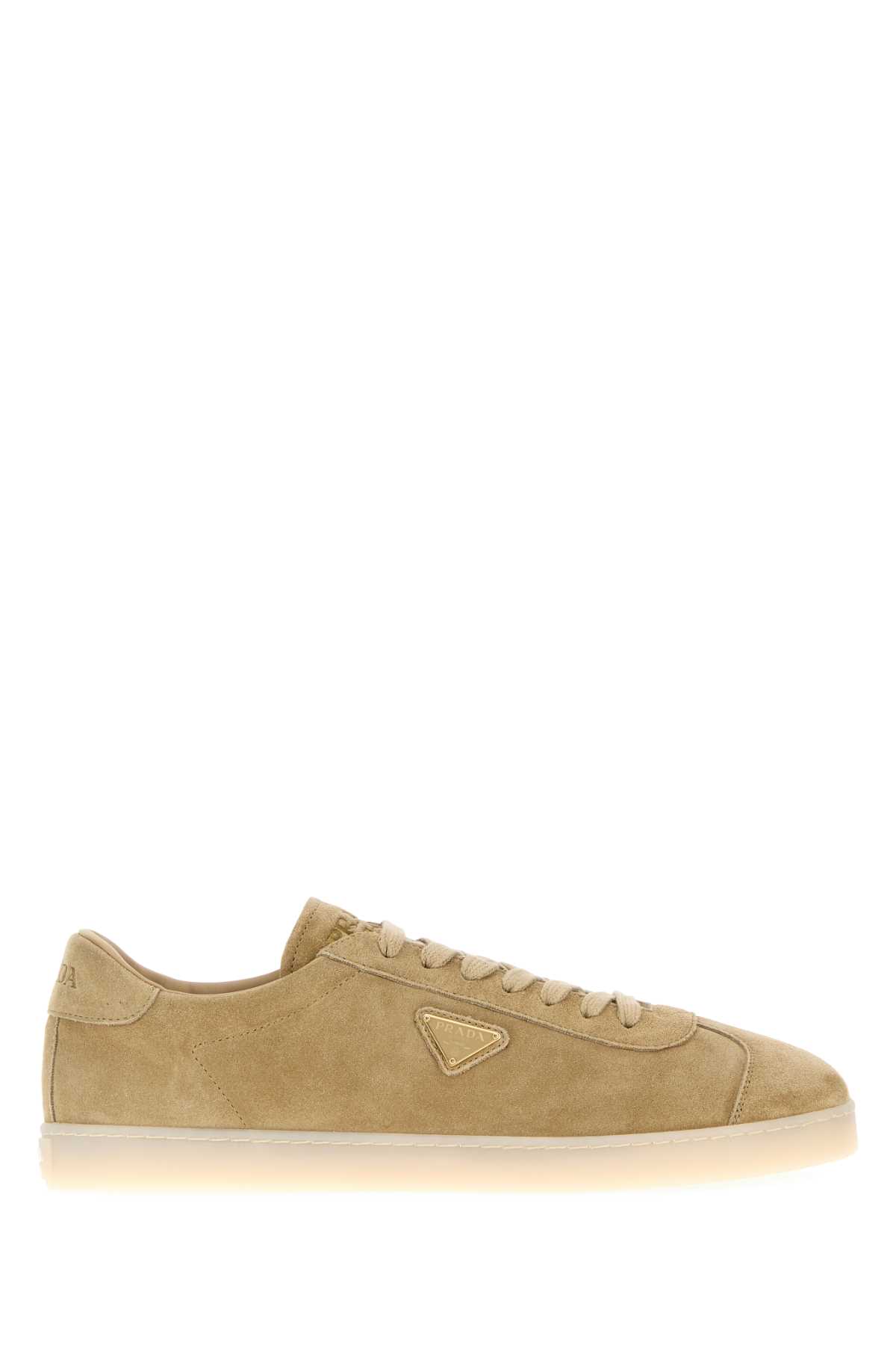 Prada Suede Low-top Sneakers Rubber Sole In Neutral
