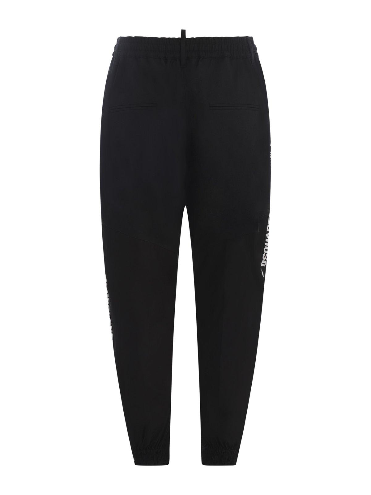 Shop Dsquared2 Logo-striped Tailored Tapered Track Pants In Black