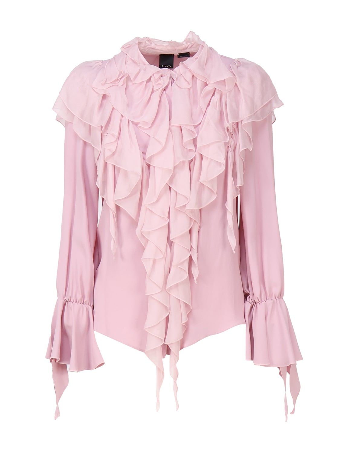 Shop Pinko Shirt With Ruffles In Pink