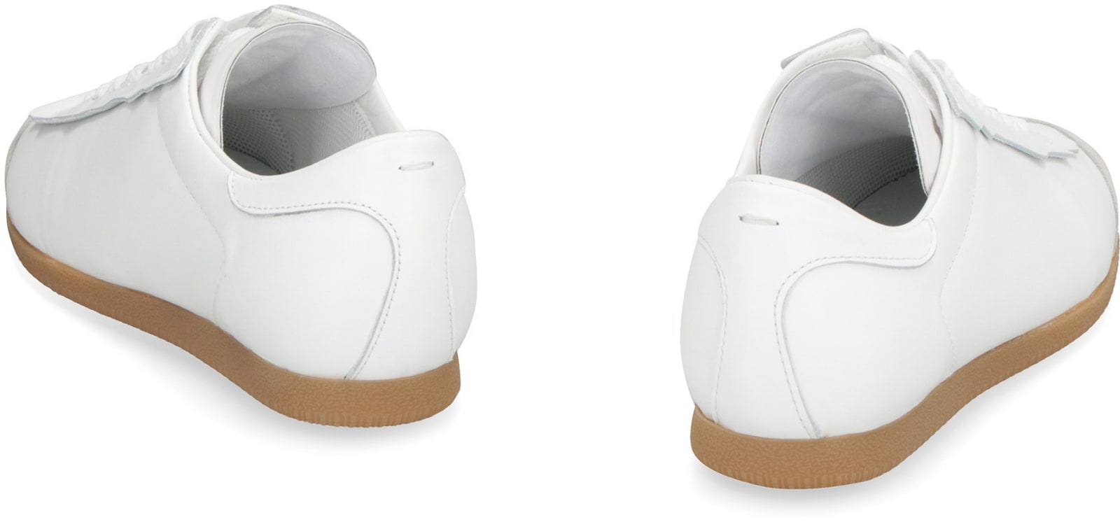 Shop Maison Margiela Leather Low-top Sneakers In White
