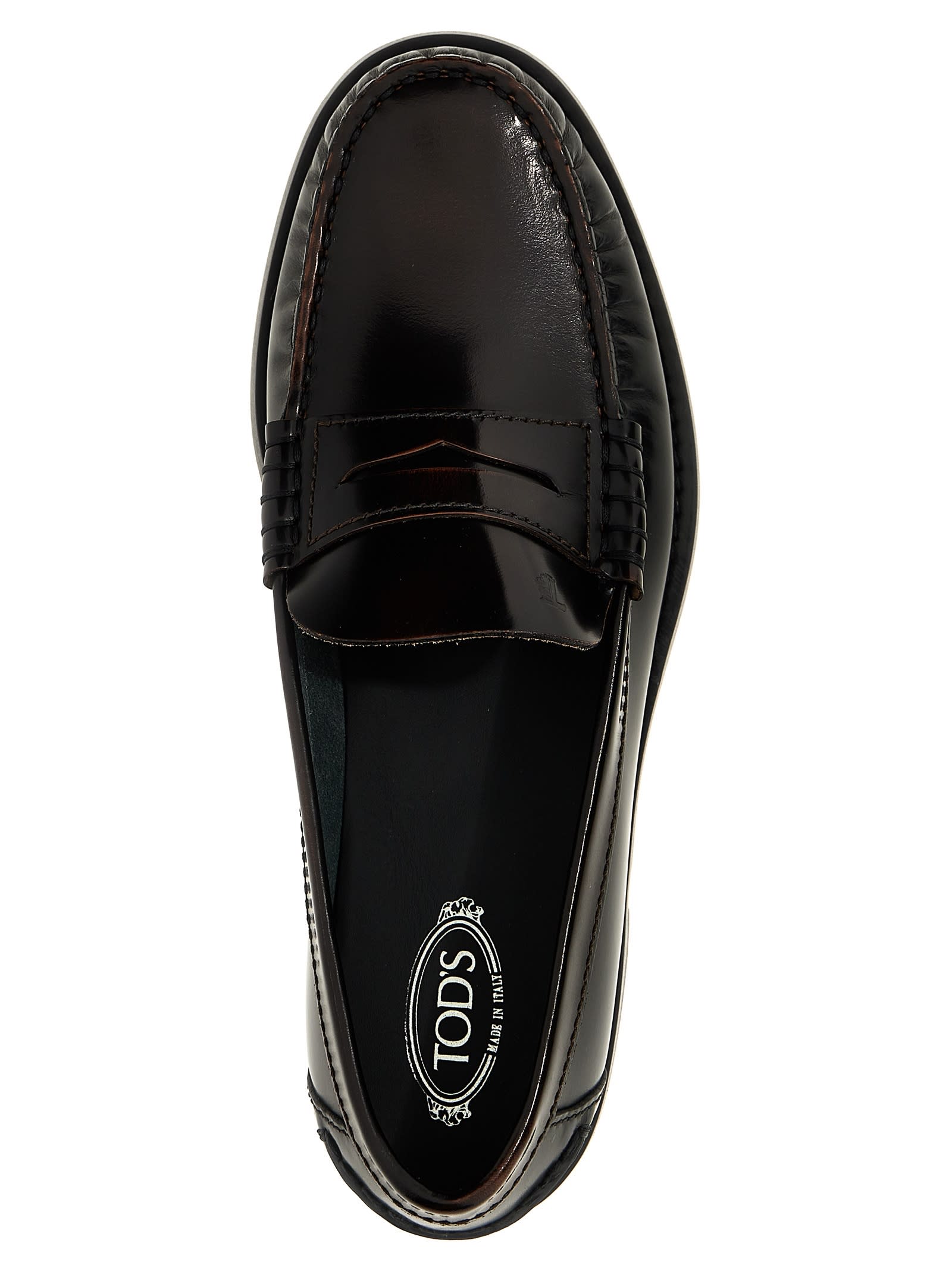 Shop Tod's Leather Loafers In Black