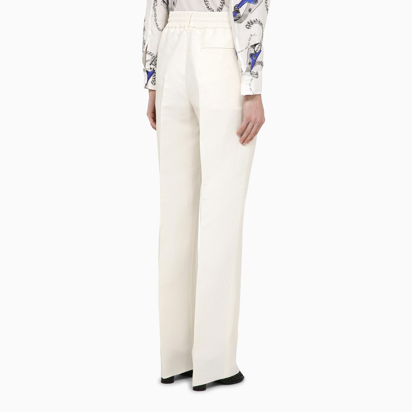 Shop Burberry White Viscose Blend Trousers