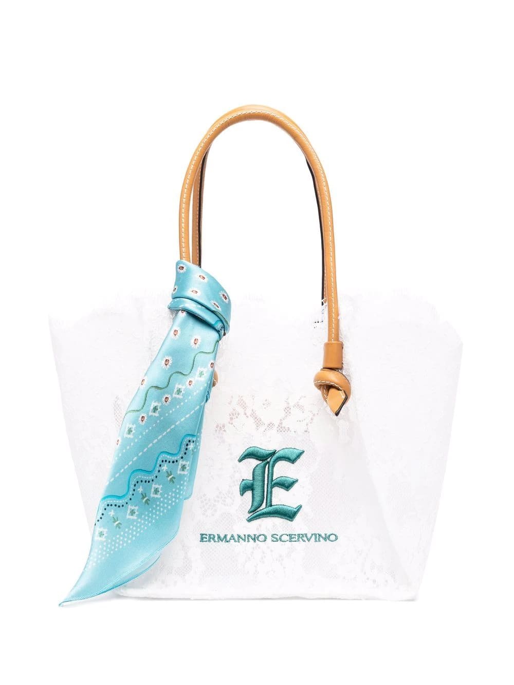 Ermanno Scervino Lovelace Small Shopper Bag With Light Blue Foulard