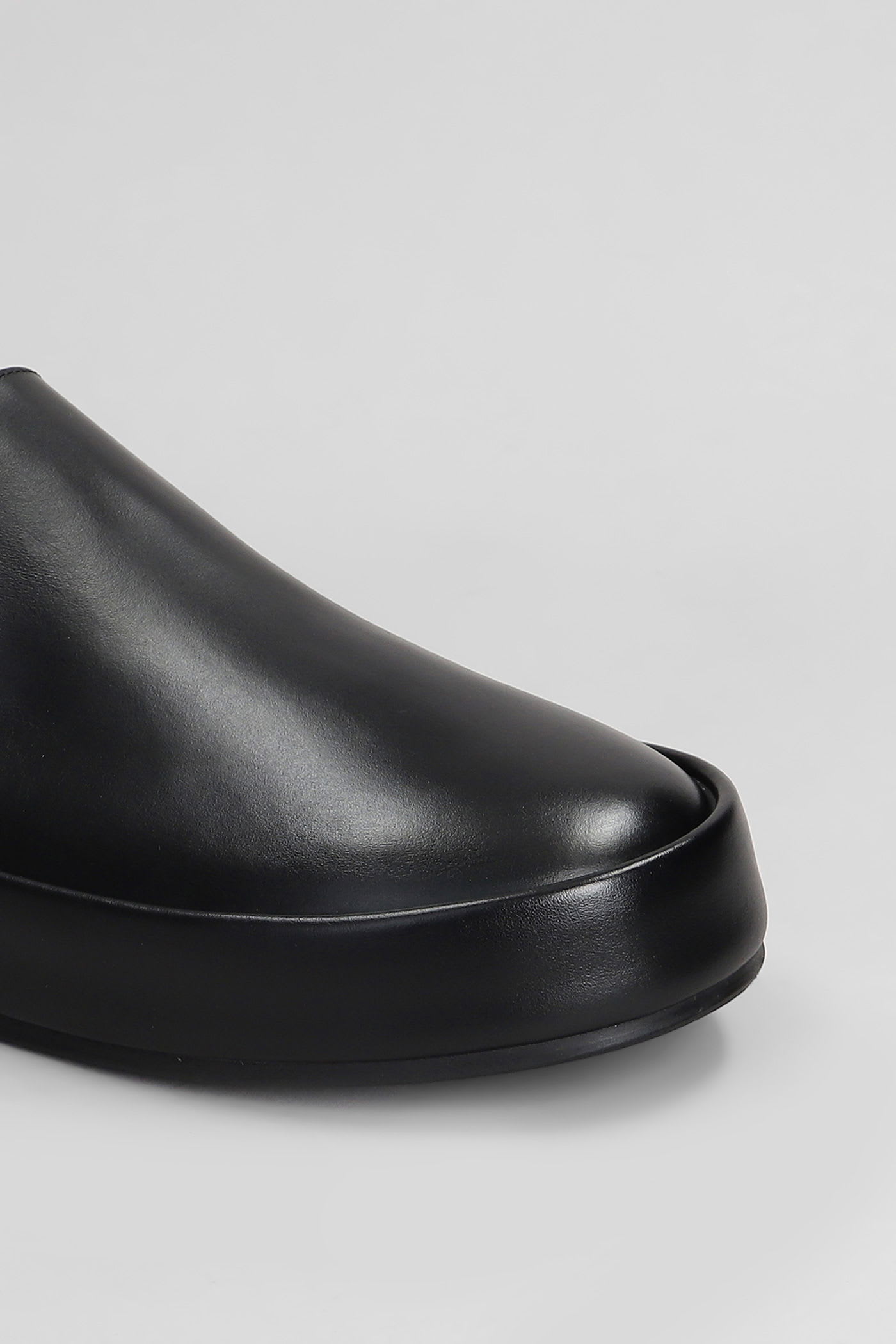 Marsèll Marsell Minimalist Black Calfskin Slip-on Slippers With Rubber Sole