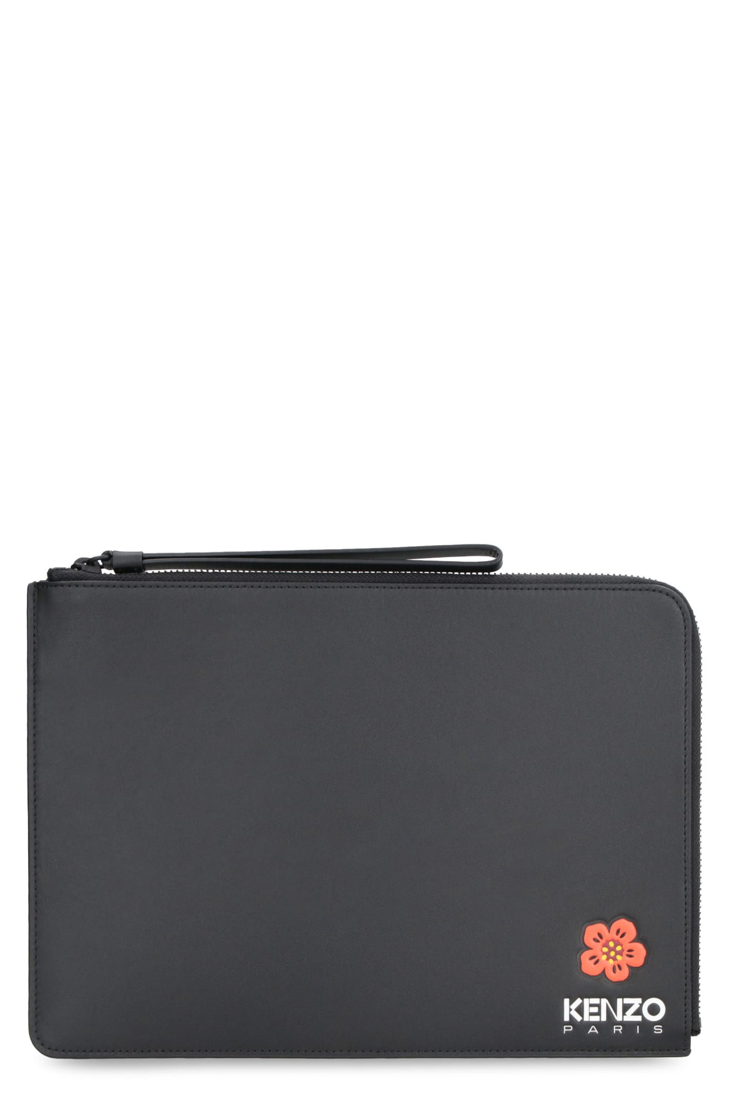 Kenzo Leather Flat Pouch In Black
