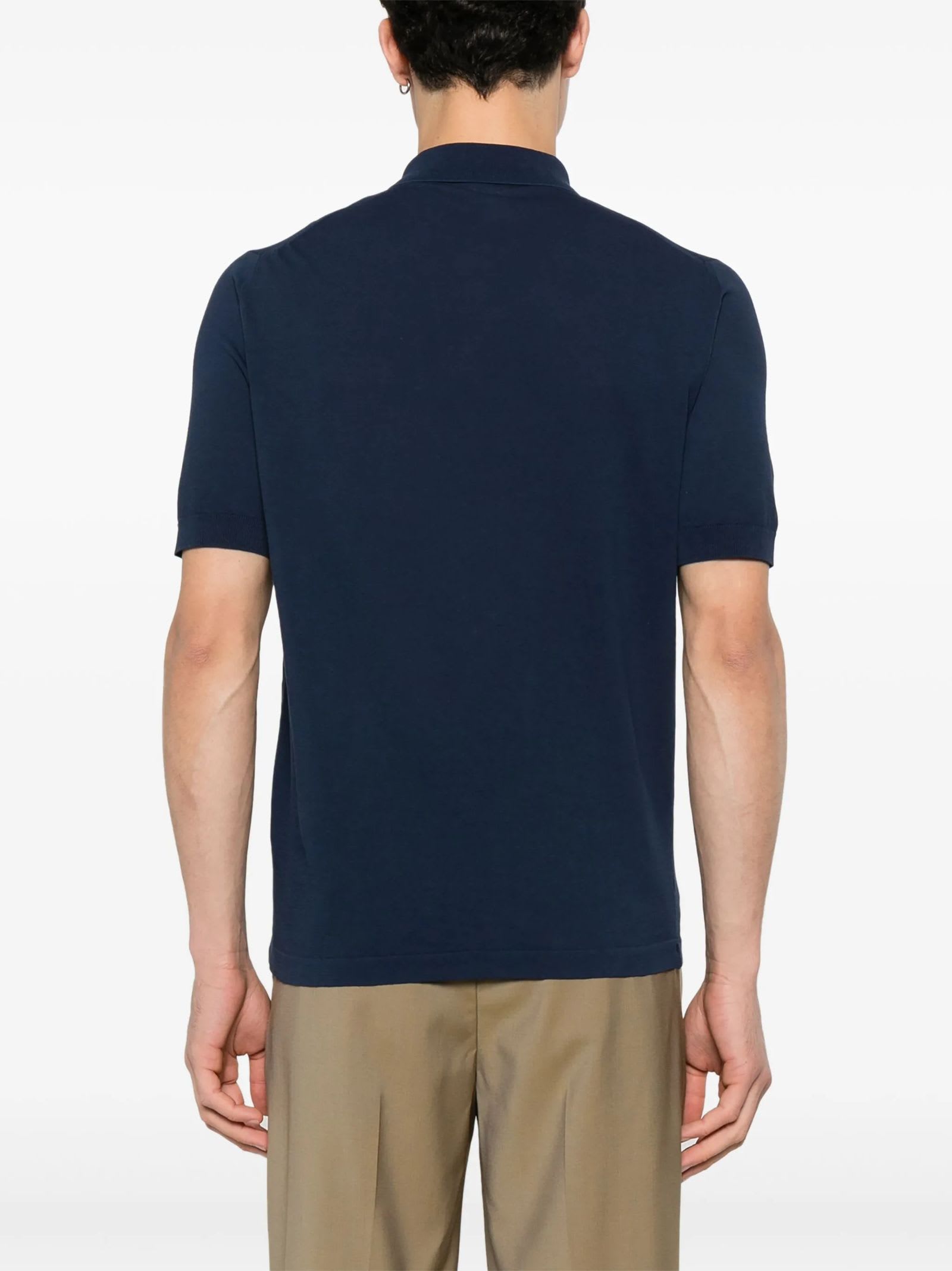 Shop Eleventy Cotton Polo Shirt In Blue