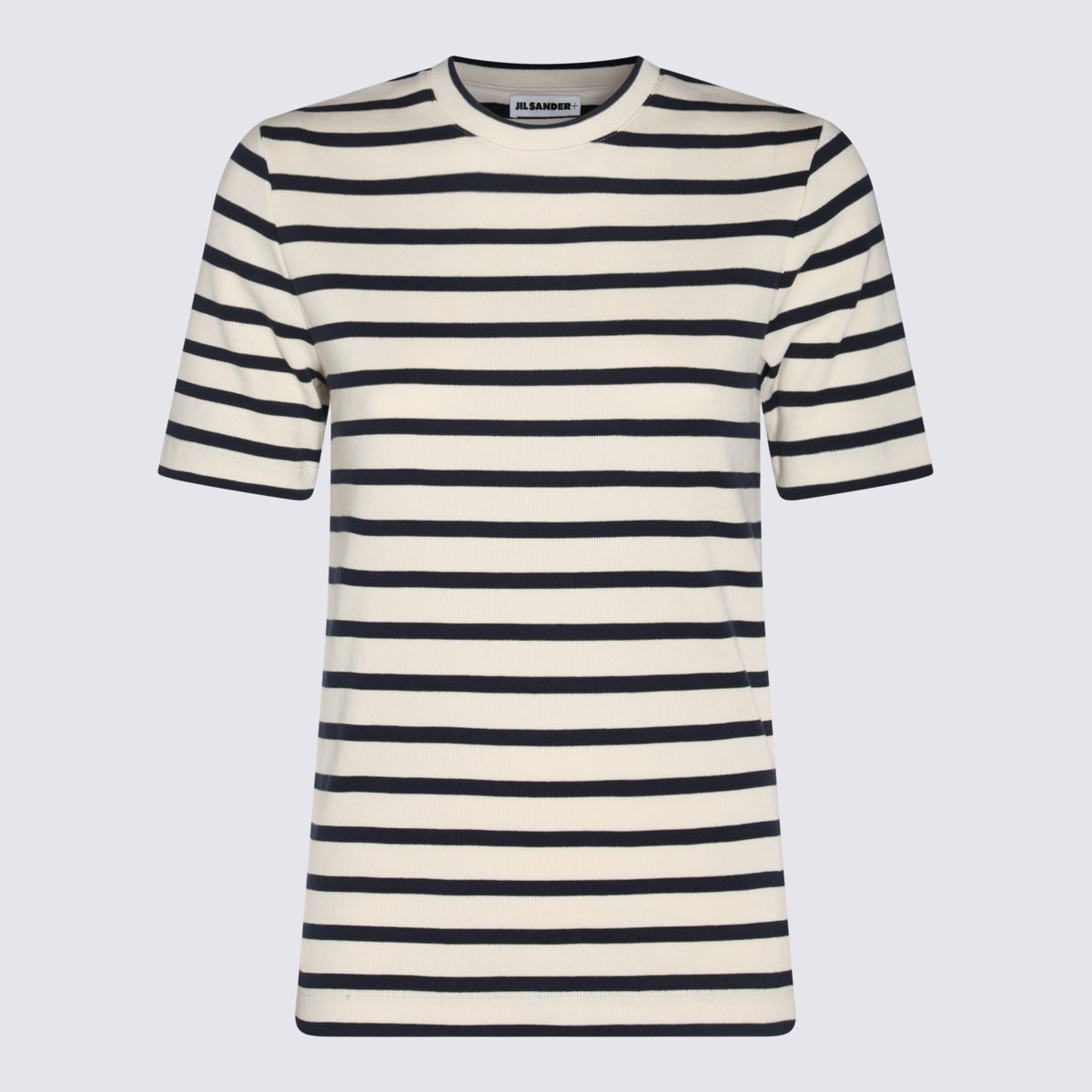 Shop Jil Sander Blue And White Cotton T-shirt In Marinière