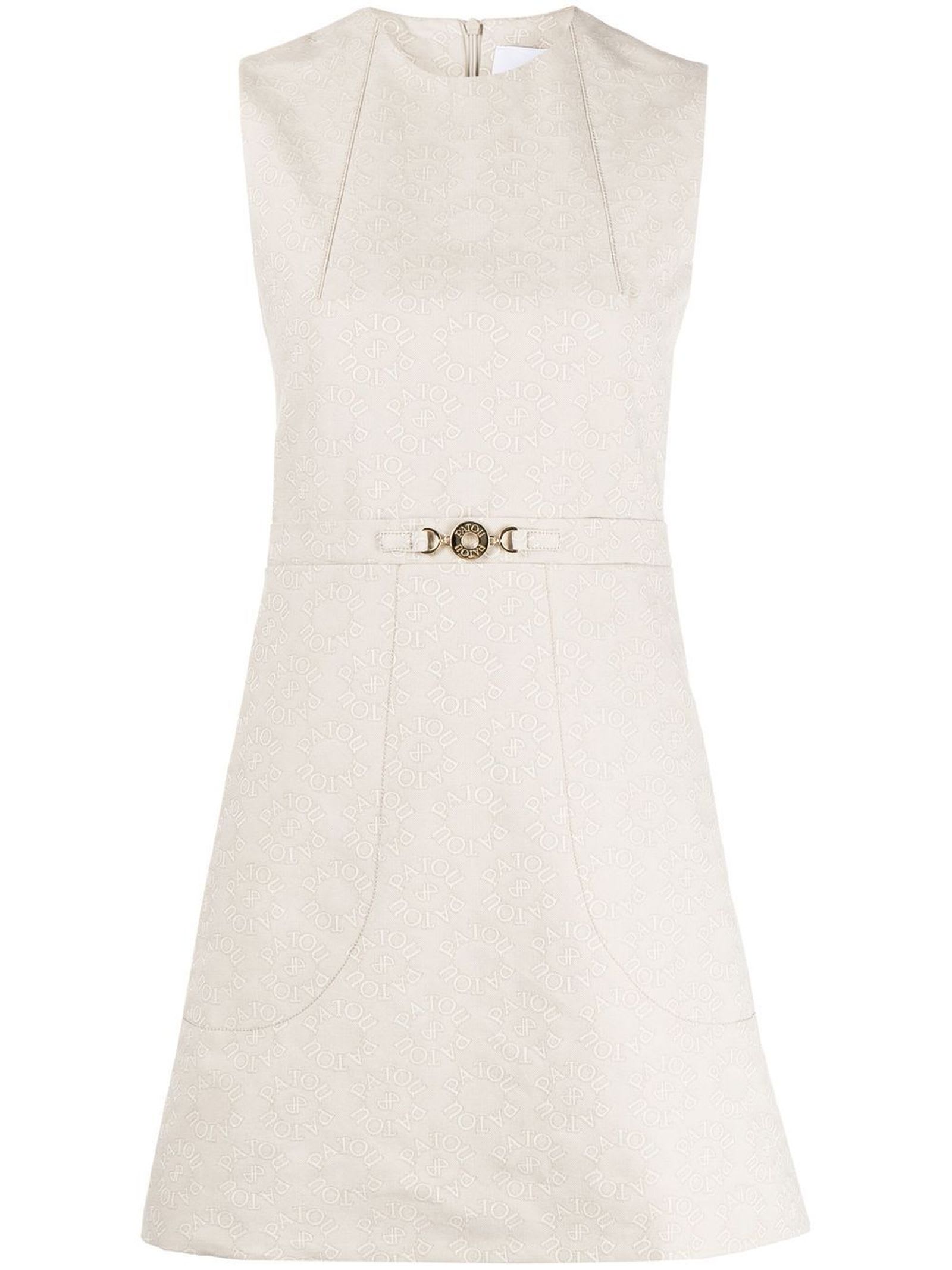 Shop Patou Beige Cotton A-line Minidress In Medallion