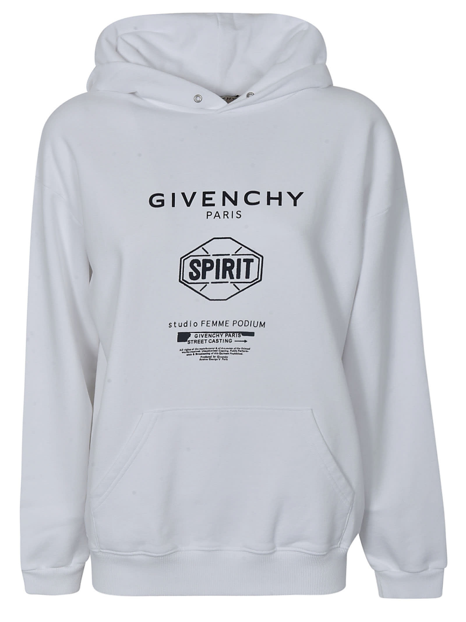 Givenchy Spirit Logo Printed Hoodie In White