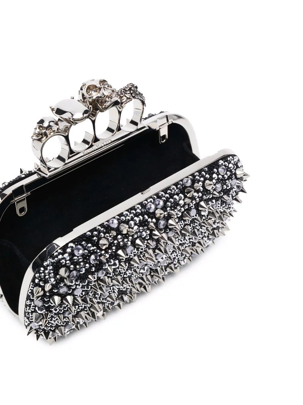 Alexander Mcqueen Skull Four Ring Embellished Clutch