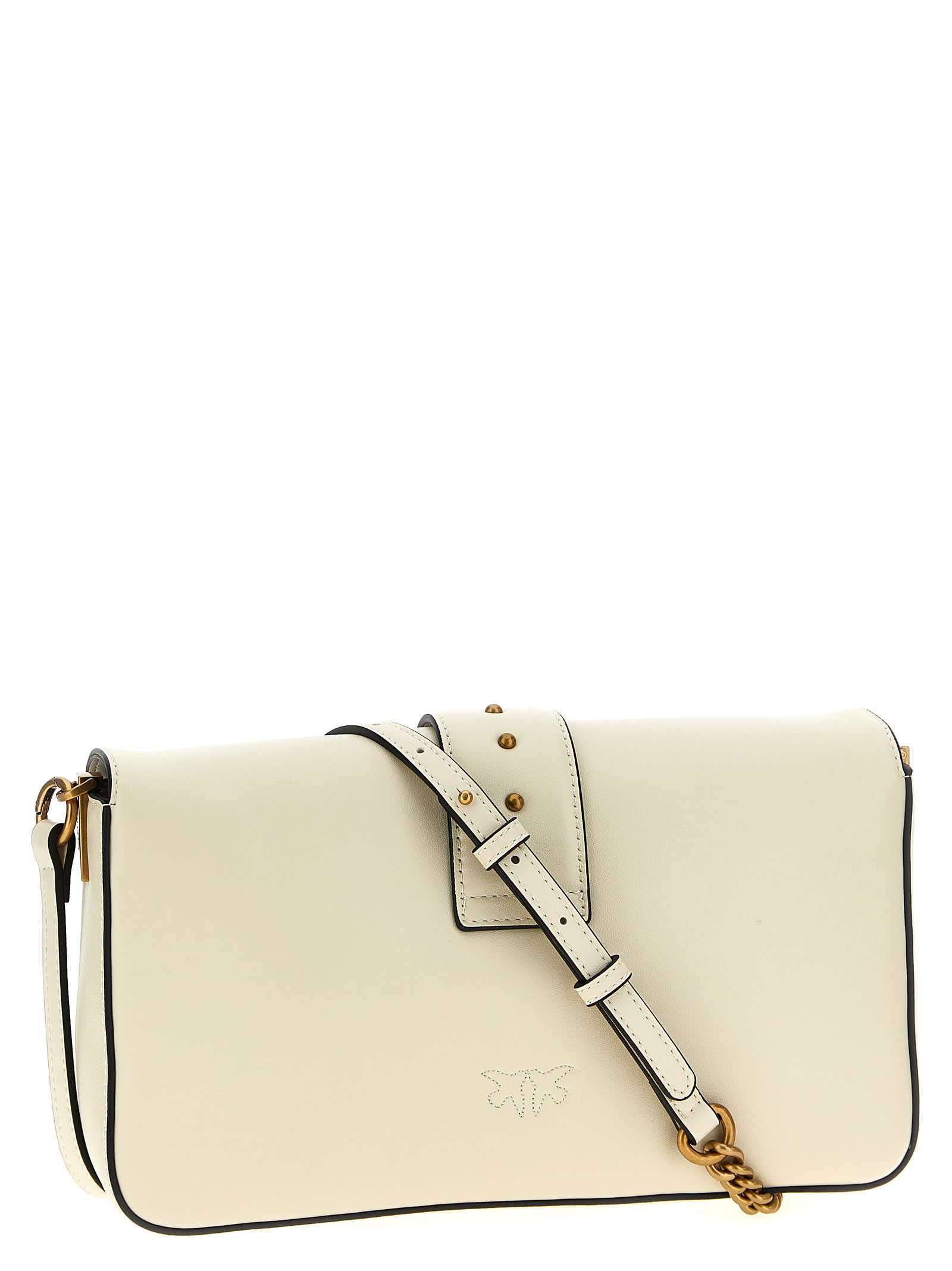 Shop Pinko Love One Classic Crossbody Bag In White