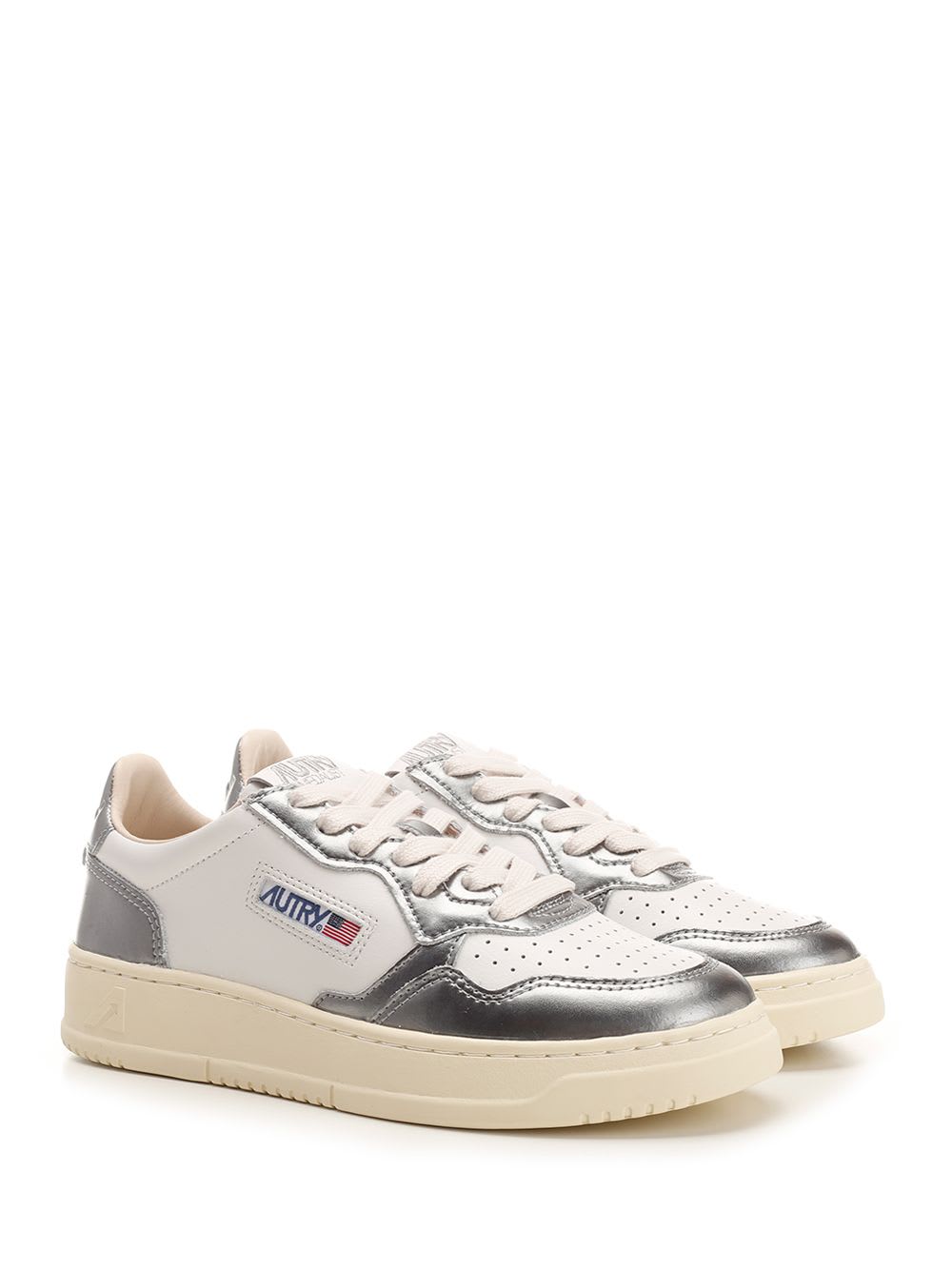 Shop Autry Medalist Low Top Sneakers In Wht/steel