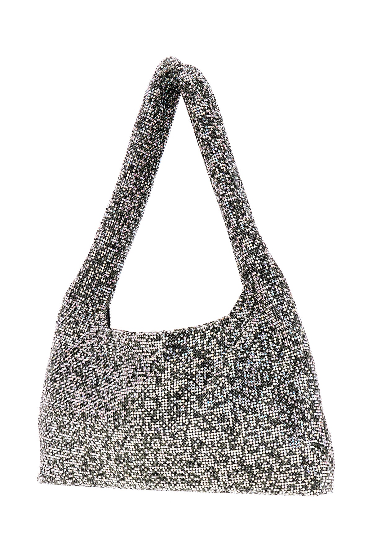 Shop Kara Embellished Fabric Crystal Mesh Shoulder Bag In Black Pixel