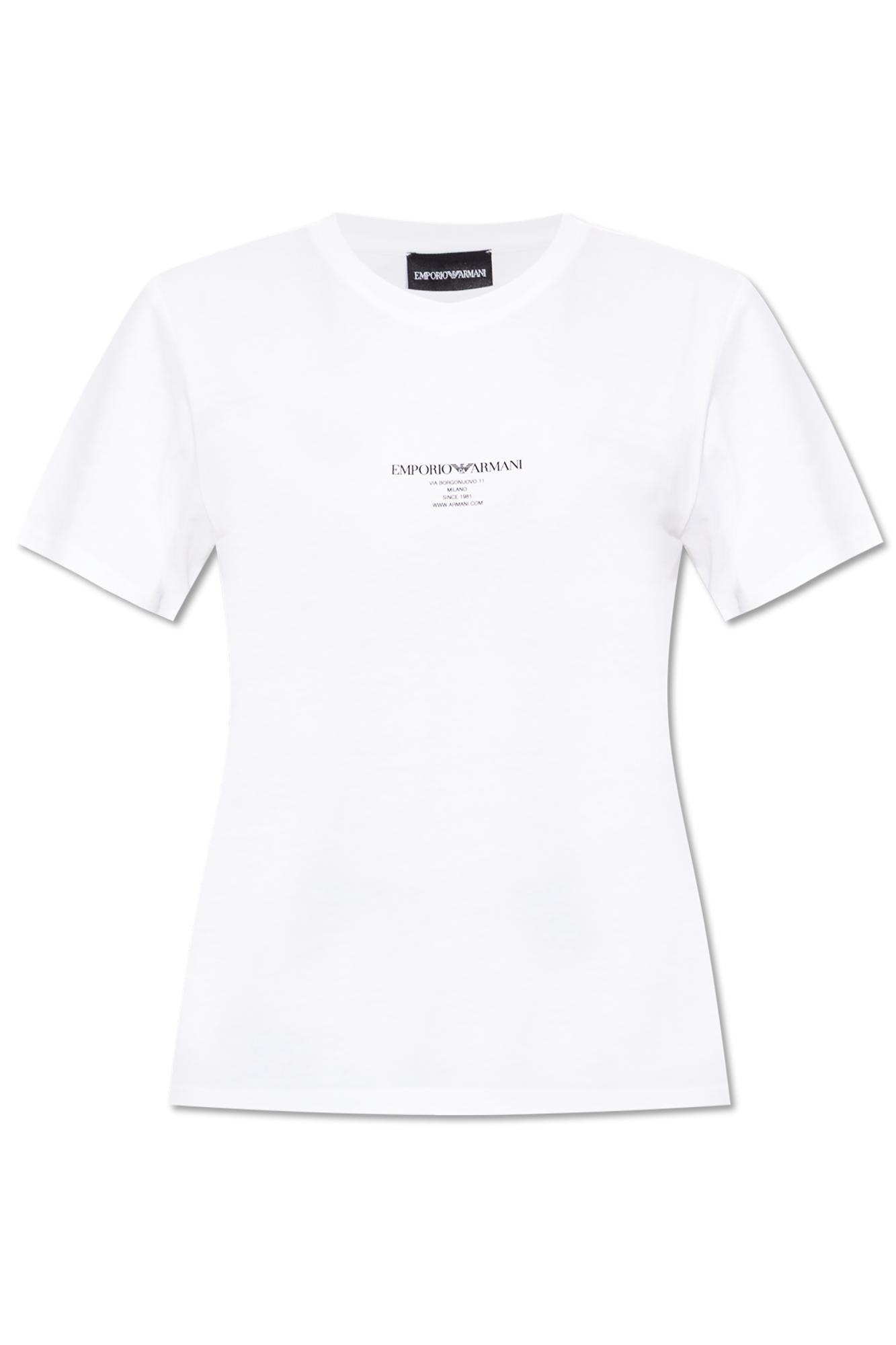 Emporio Armani Logo Printed Crewneck T-shirt In White