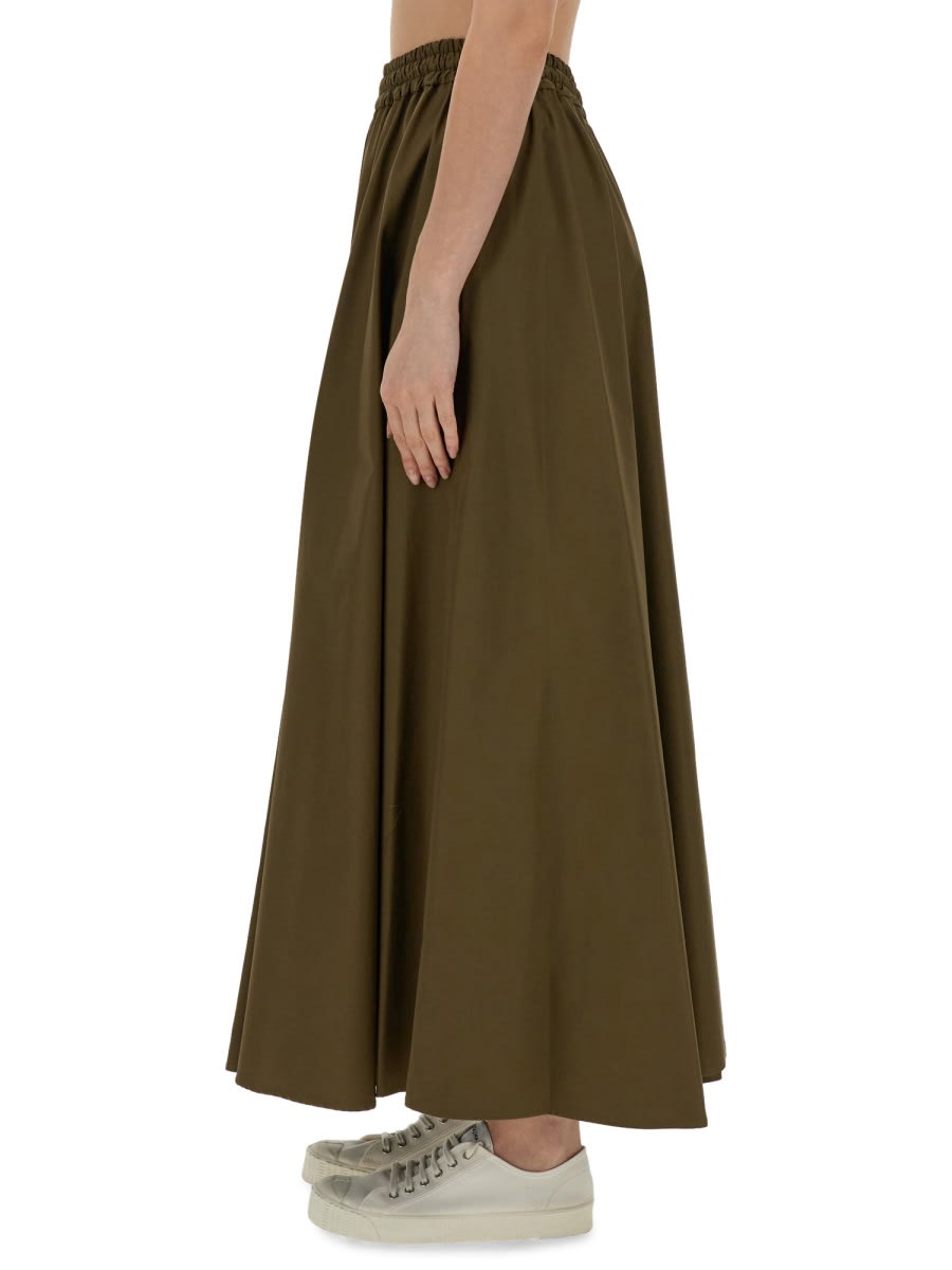 Shop Aspesi Long Full Skirt In Military Green