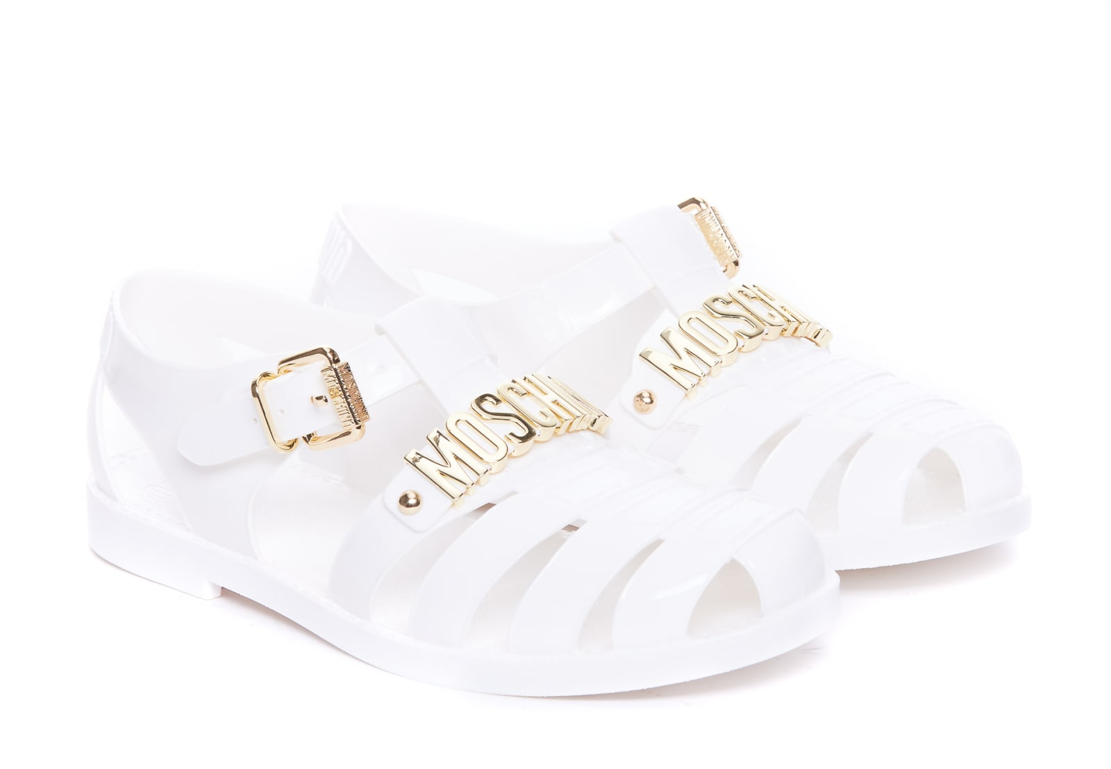 Shop Moschino Jelly Sandals With Lettering Logo In White