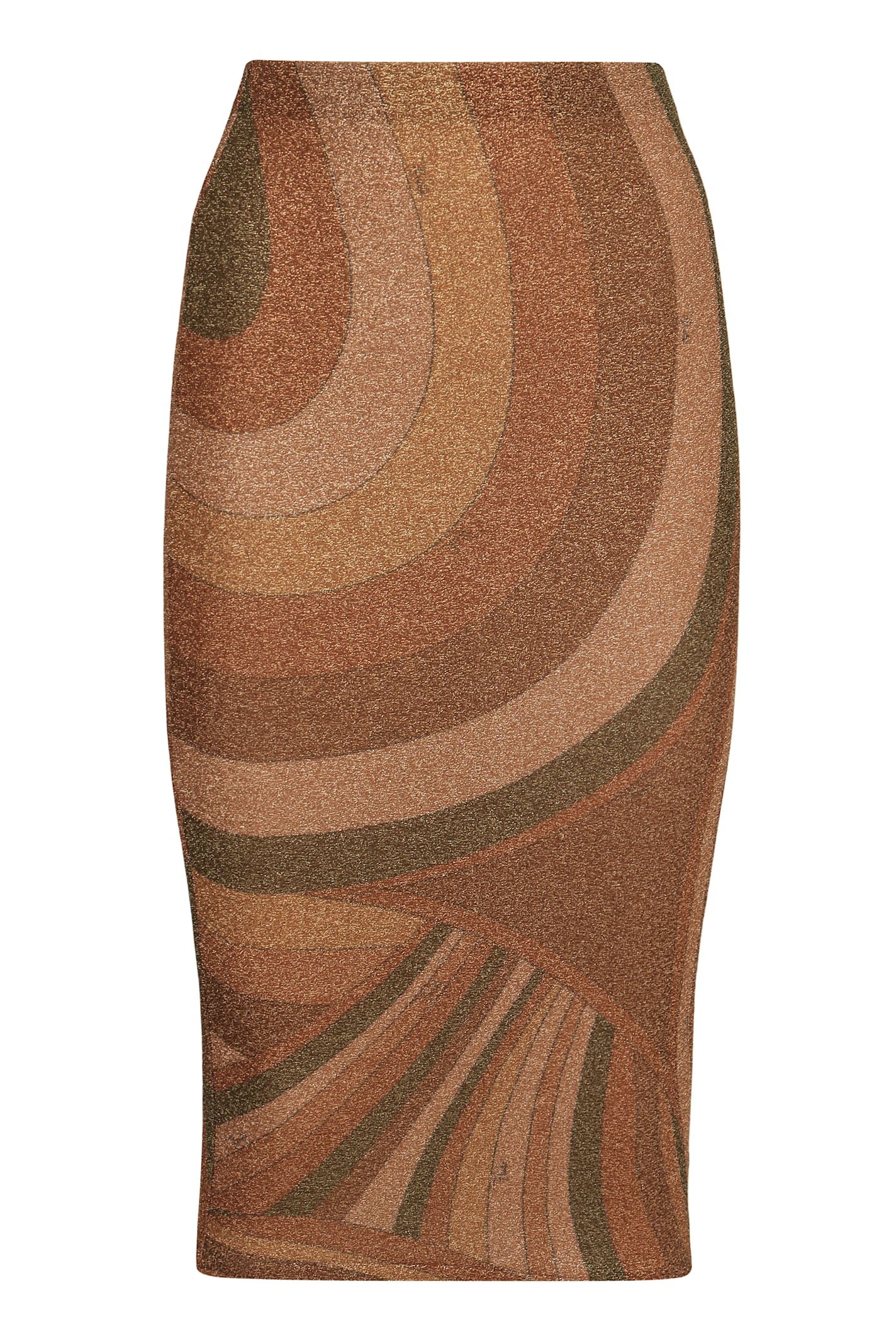 Pucci Gonna Midi In Jersey Lamé In Brown