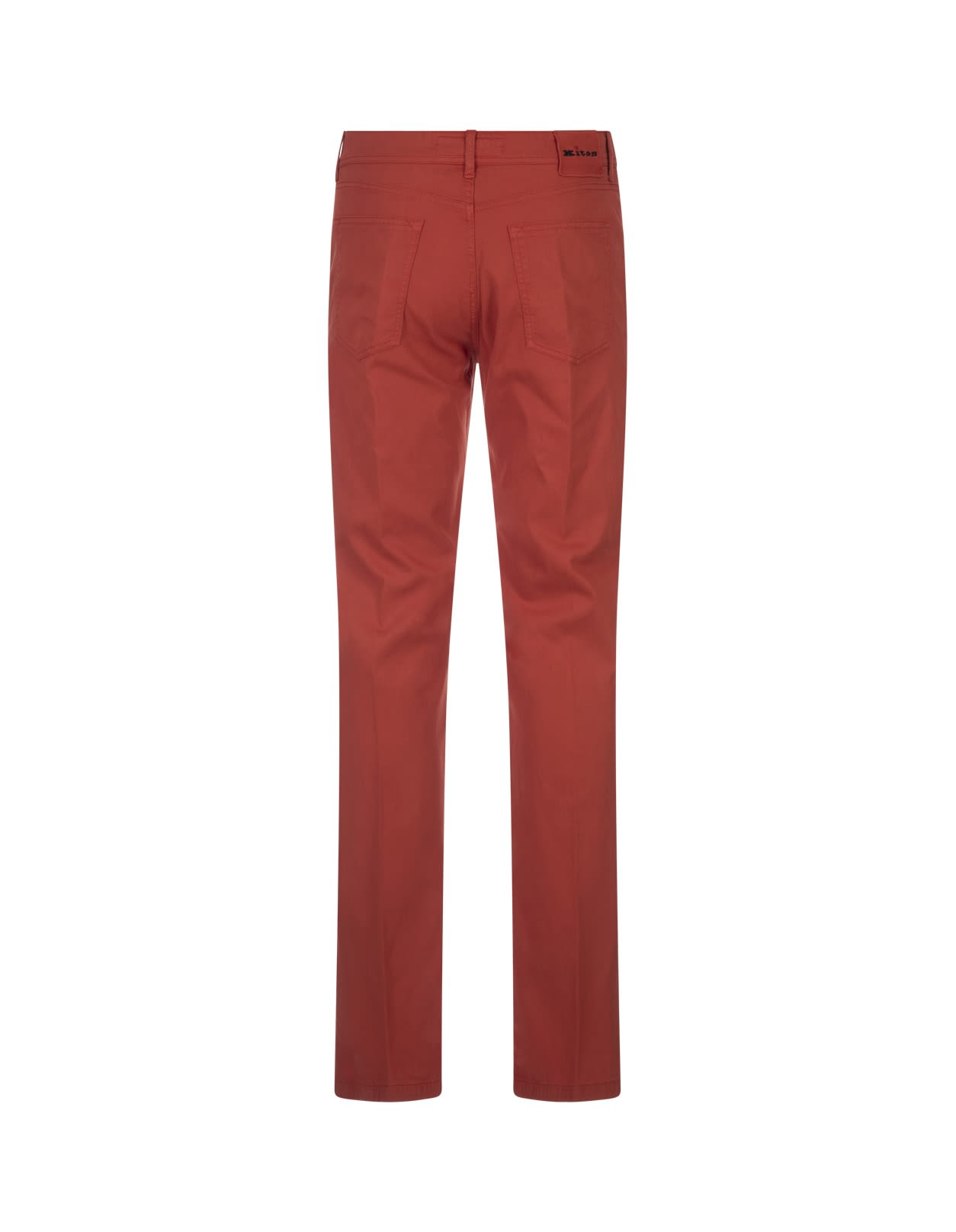 Shop Kiton Red 5 Pocket Straight Leg Trousers