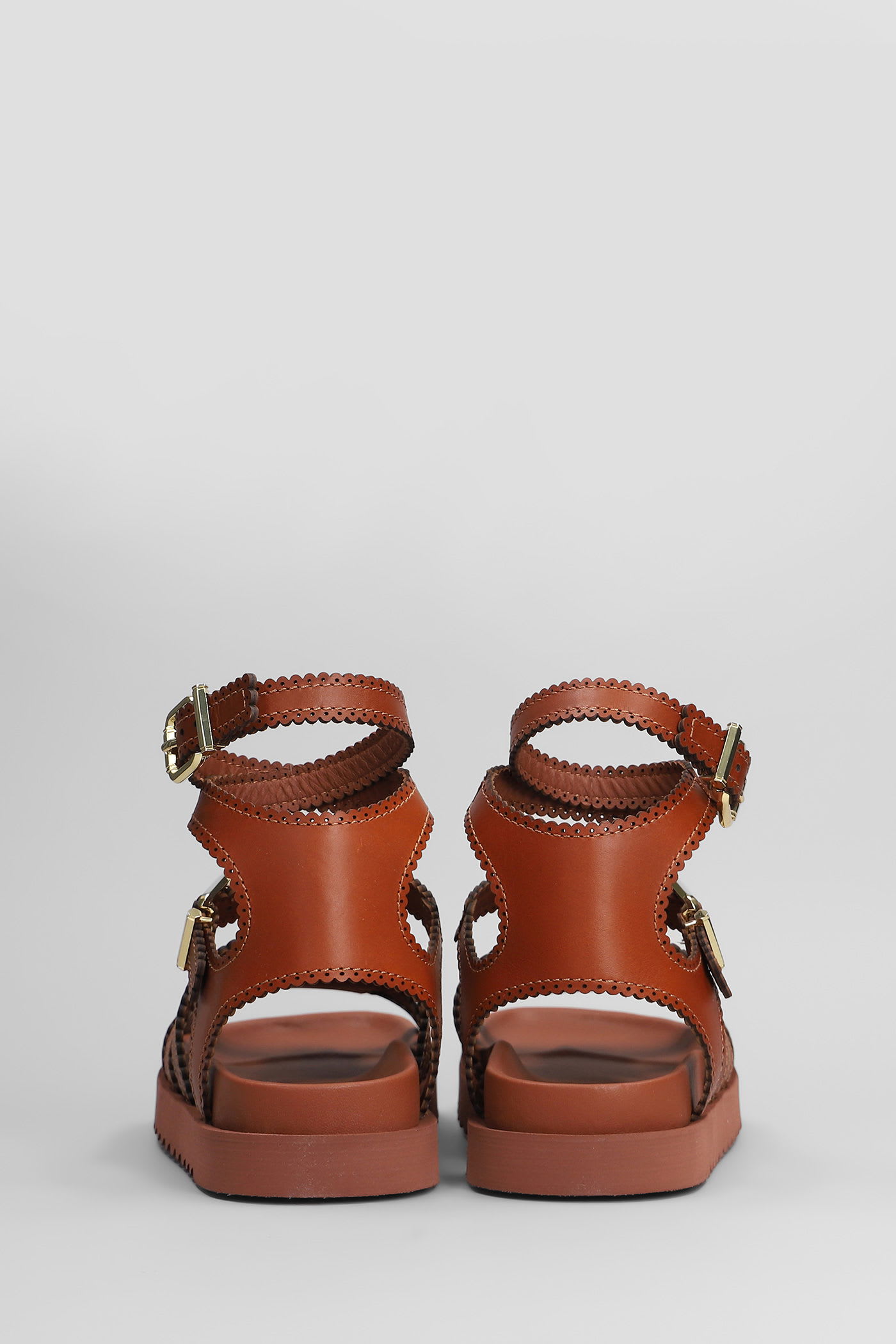 Zimmermann Goldie Gladiator Flats In Brown Leather