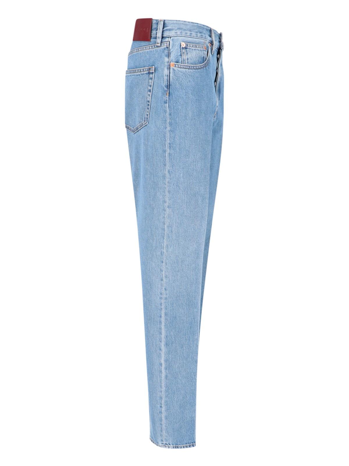 Shop Gucci Logo Straight Jeans In Blue