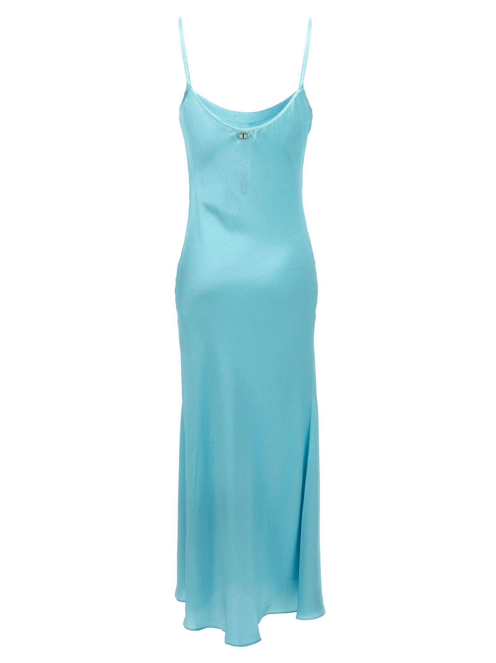 Shop Twinset Satin Dress In Light Blue