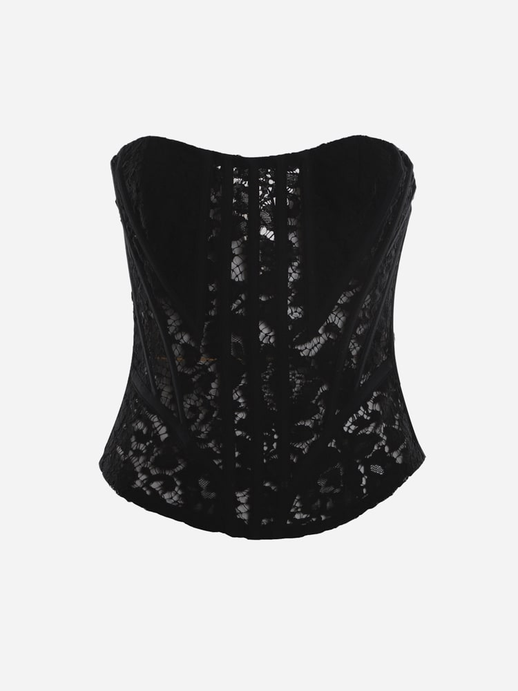Dolce & Gabbana Cotton Top With All-over Lace Work