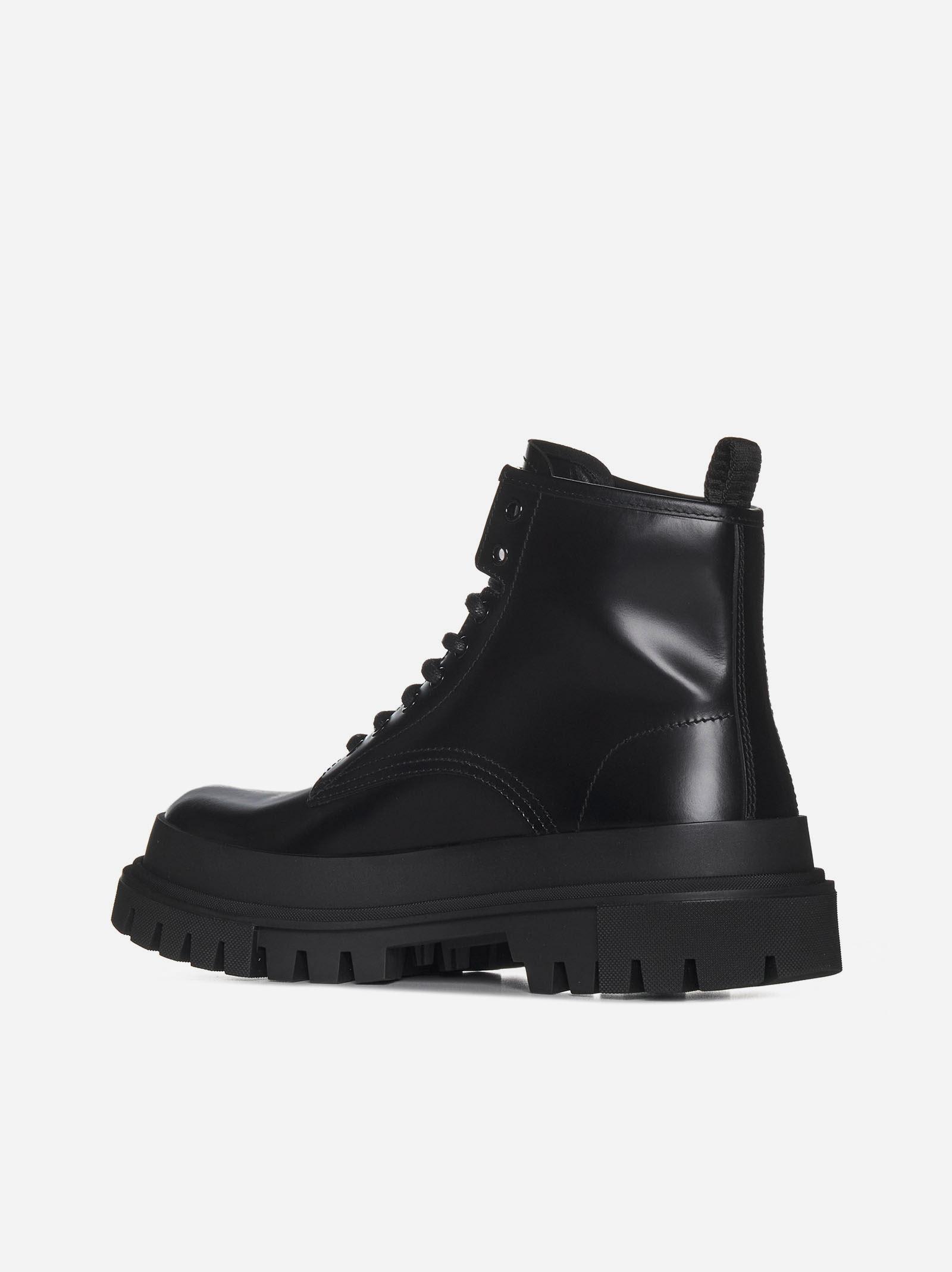 Shop Dolce & Gabbana Leather Combat Boots In Black