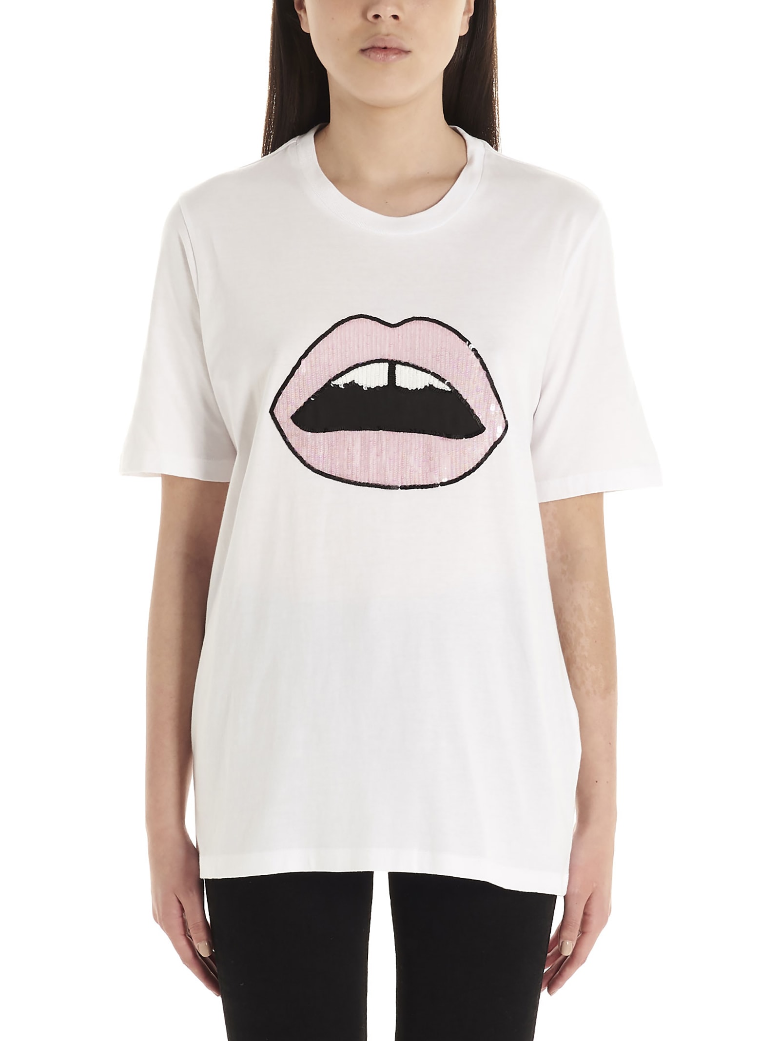 Markus Lupfer Sequin Lara Lip T-shirt In White