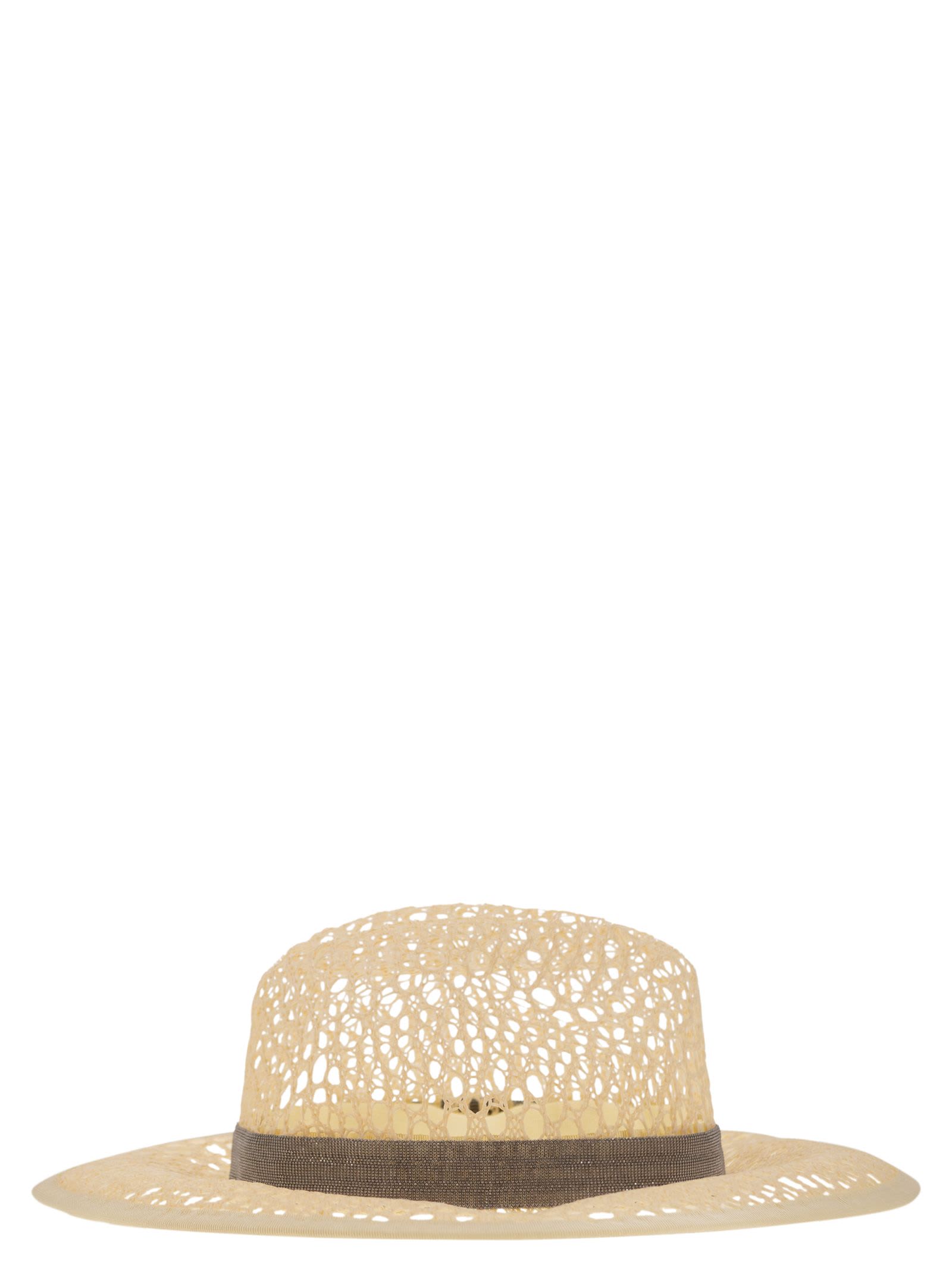 Shop Brunello Cucinelli Straw Hat With Precious Band In Natural