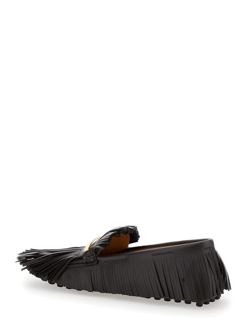 Shop Tod's Yorky Brown Loafers With Fringes In Leather Woman