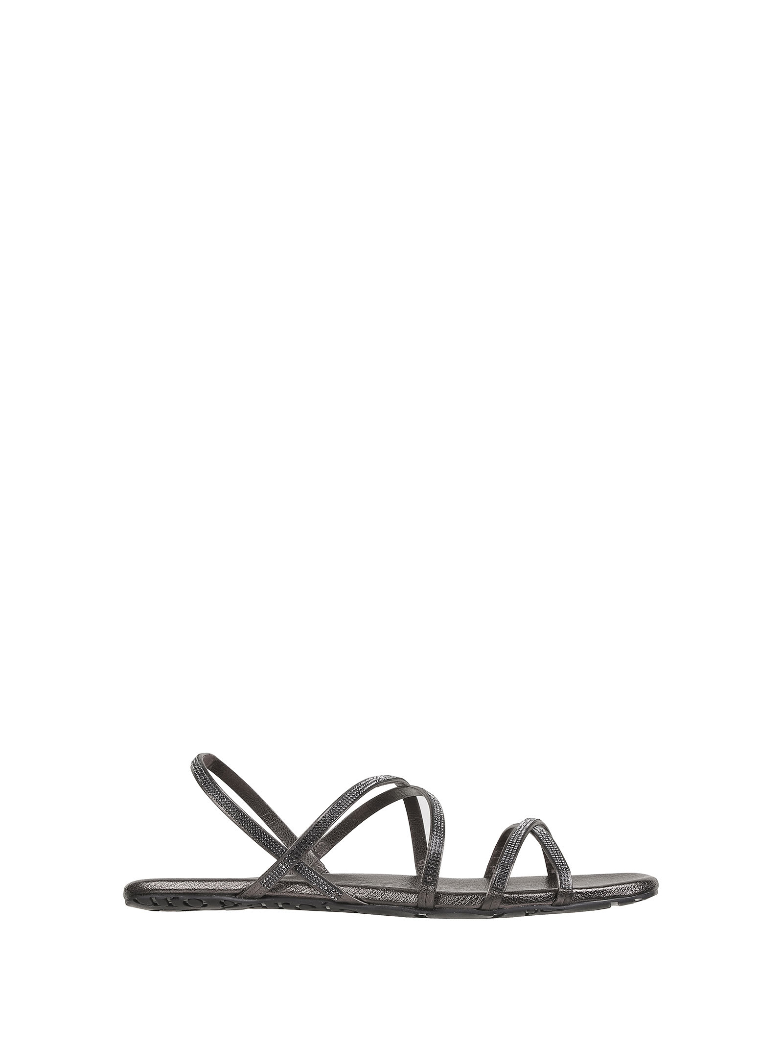Pedro Garcia Sandal With Strass In Gunmetal Leather