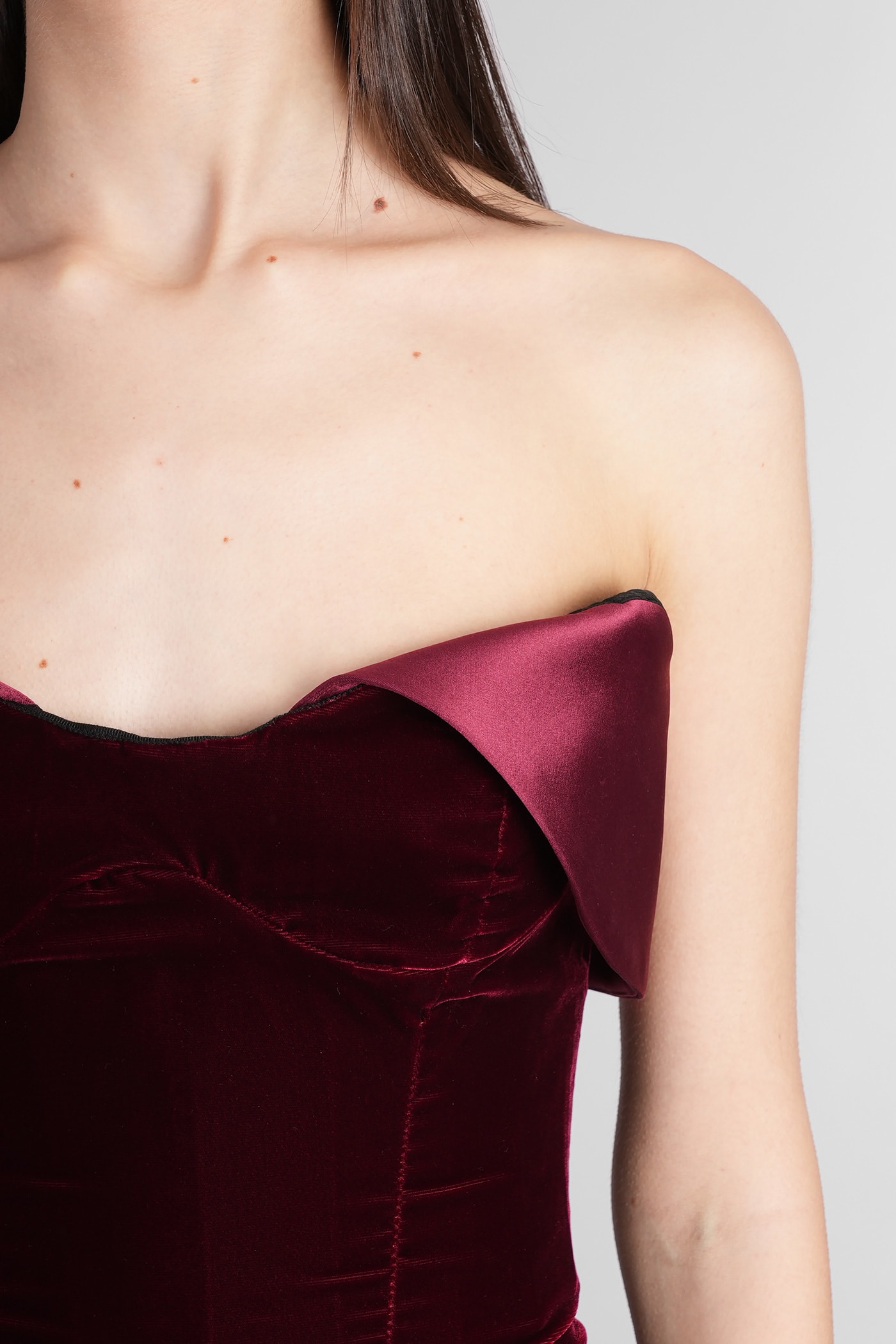 Shop Mugler Dress In Red Velvet