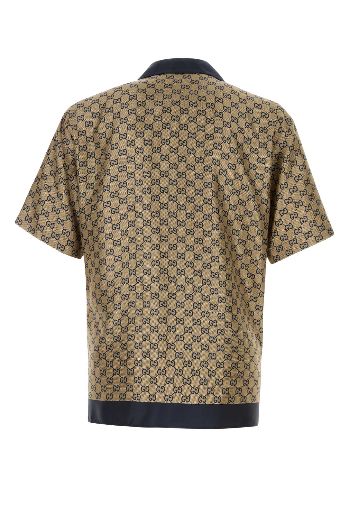 Shop Gucci Printed Silk Shirt In Beige