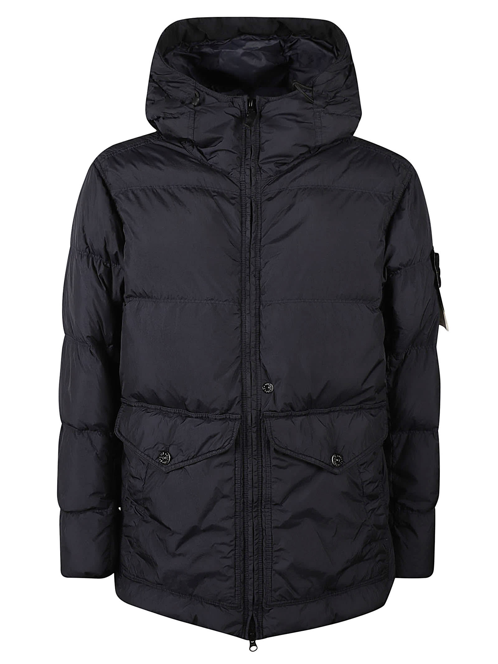 Shop Stone Island Large Pocket Logo Patched Padded Jacket In Blu