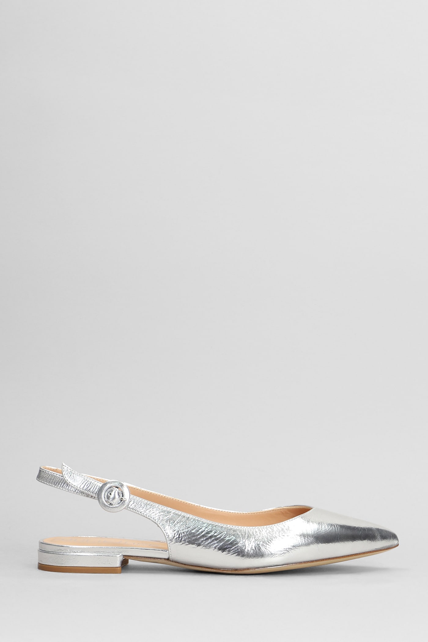 Ballet Flats In Silver Leather