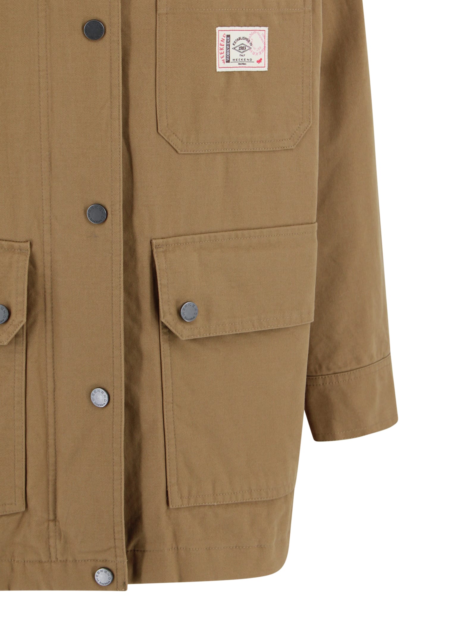 Weekend Max Mara Camel Cotton Canvas Jacket In Brown
