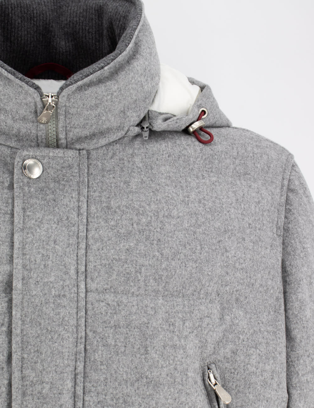 Shop Brunello Cucinelli Down Jacket In Grigio Chiaro+panama