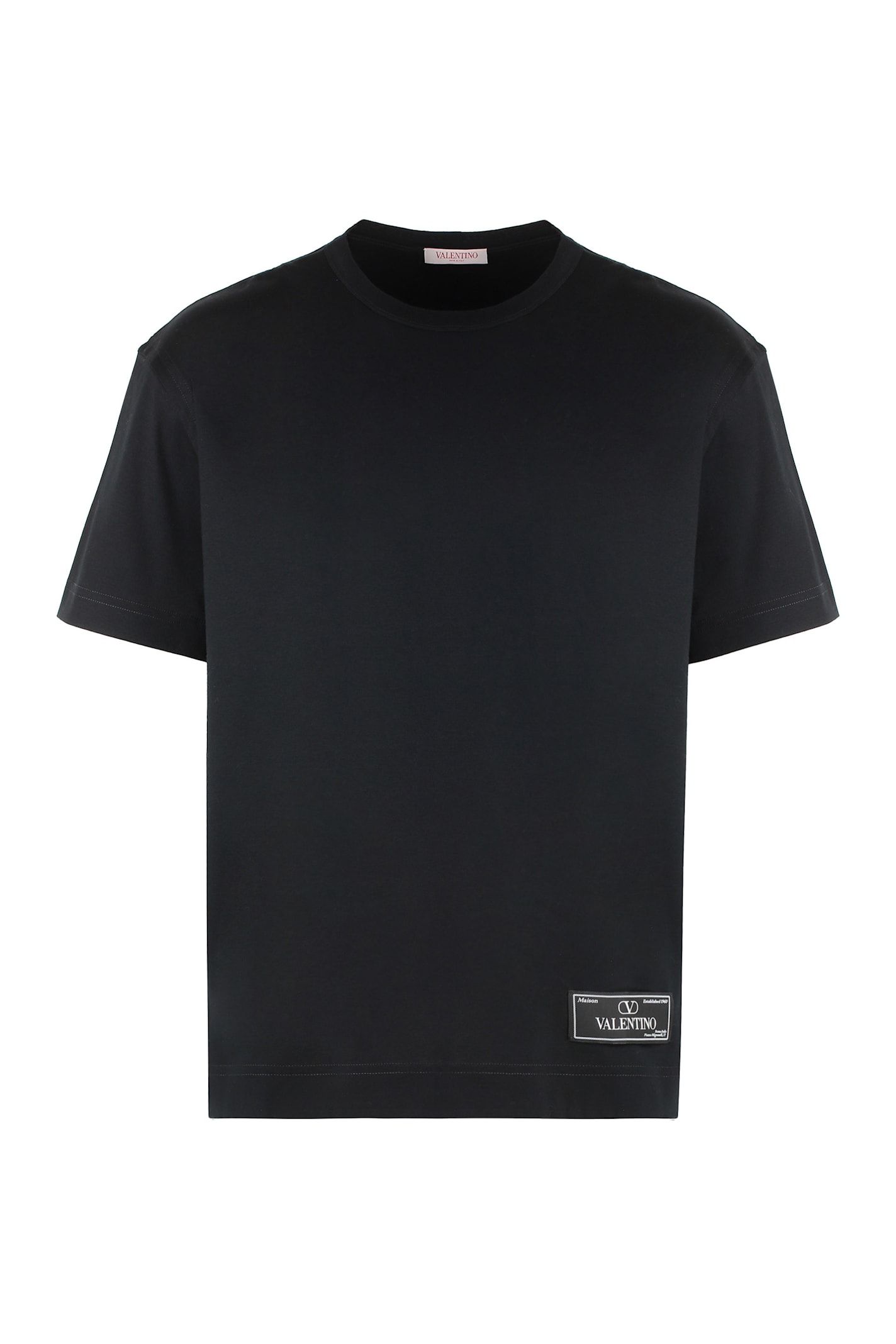 Shop Valentino Cotton Crew-neck T-shirt In Black