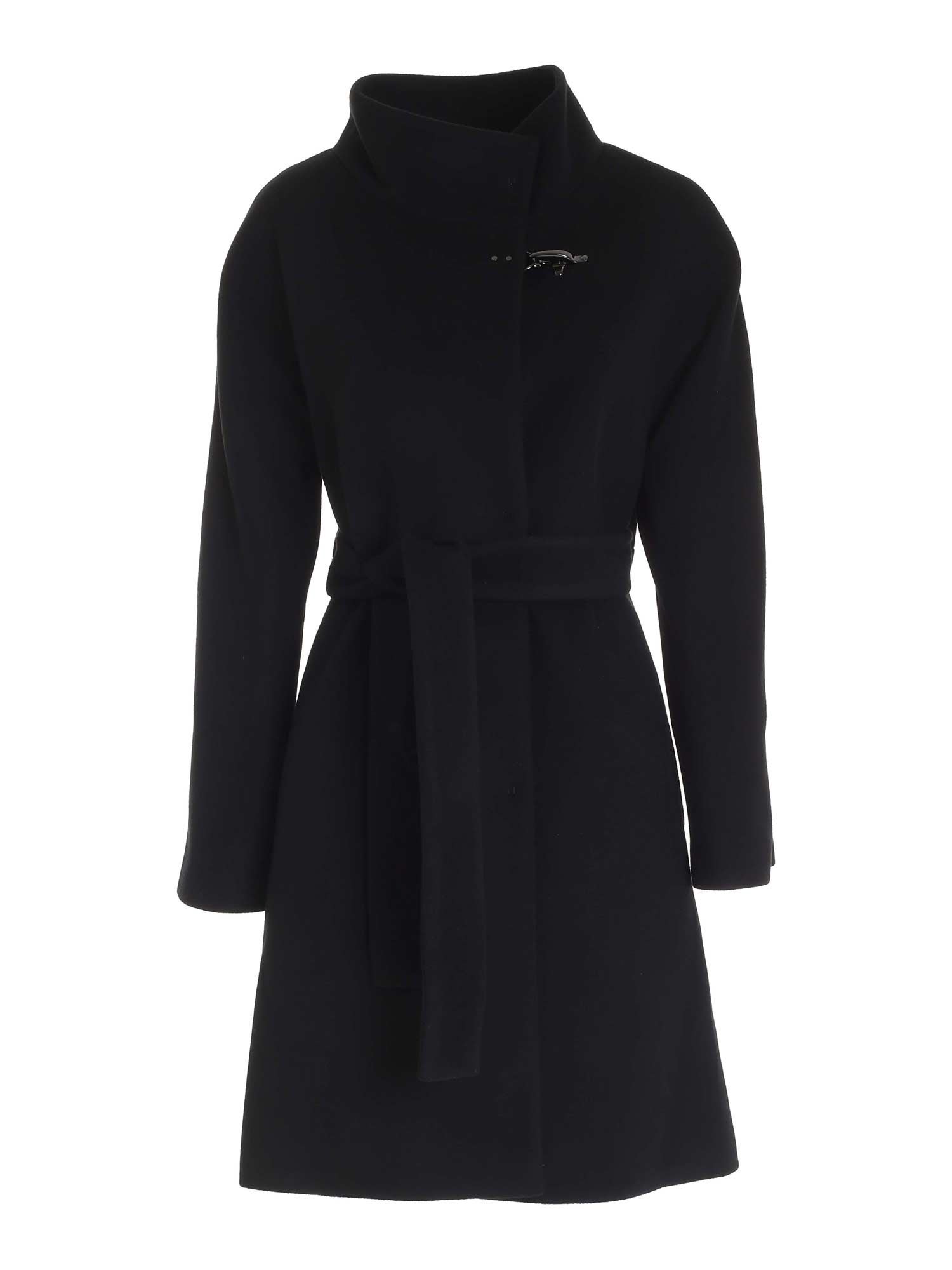 Fay Belt Coat In Black