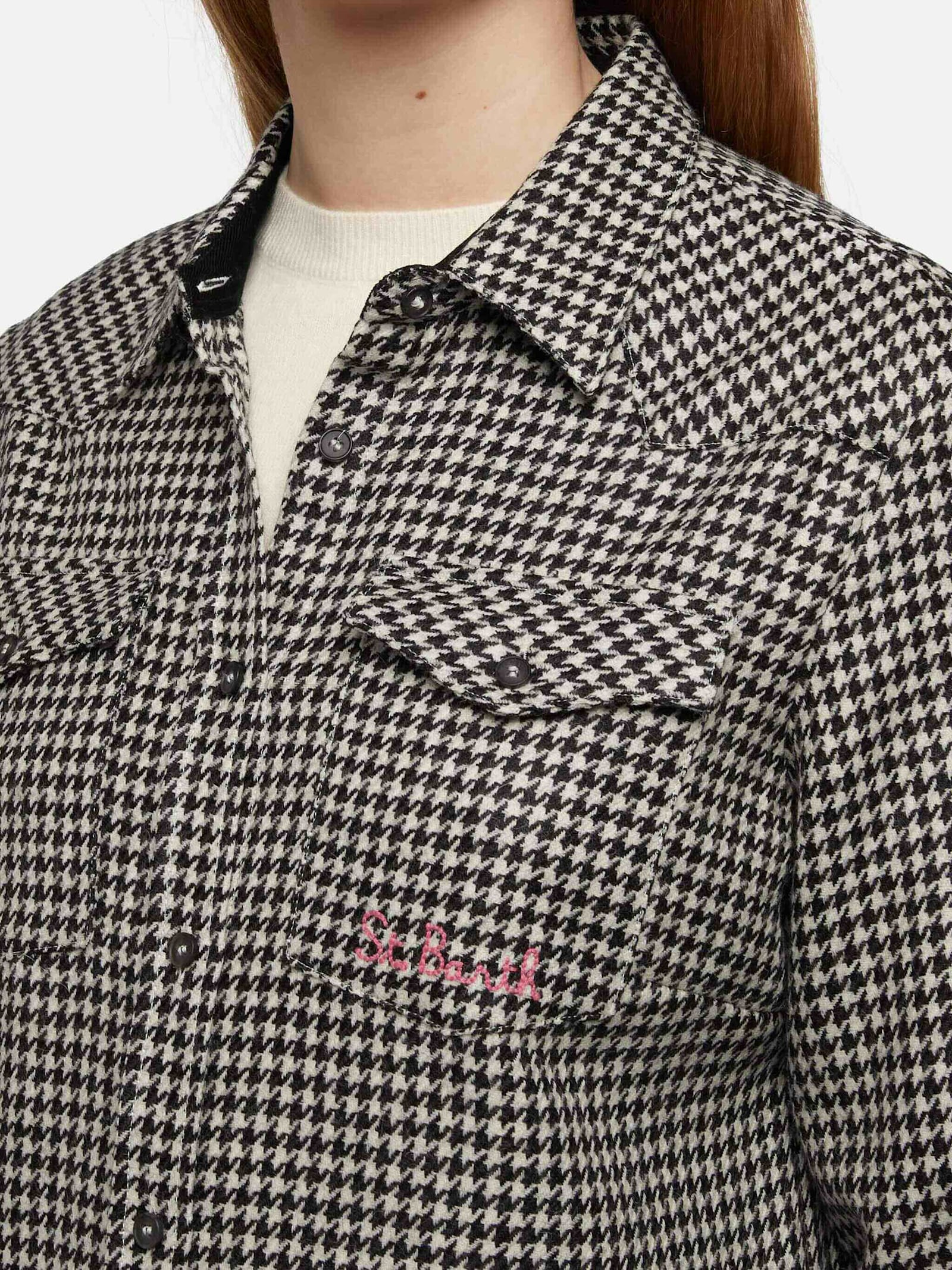 MC2 SAINT BARTH WOOL SHIRT DEER WITH PIED DE POUL PRINT