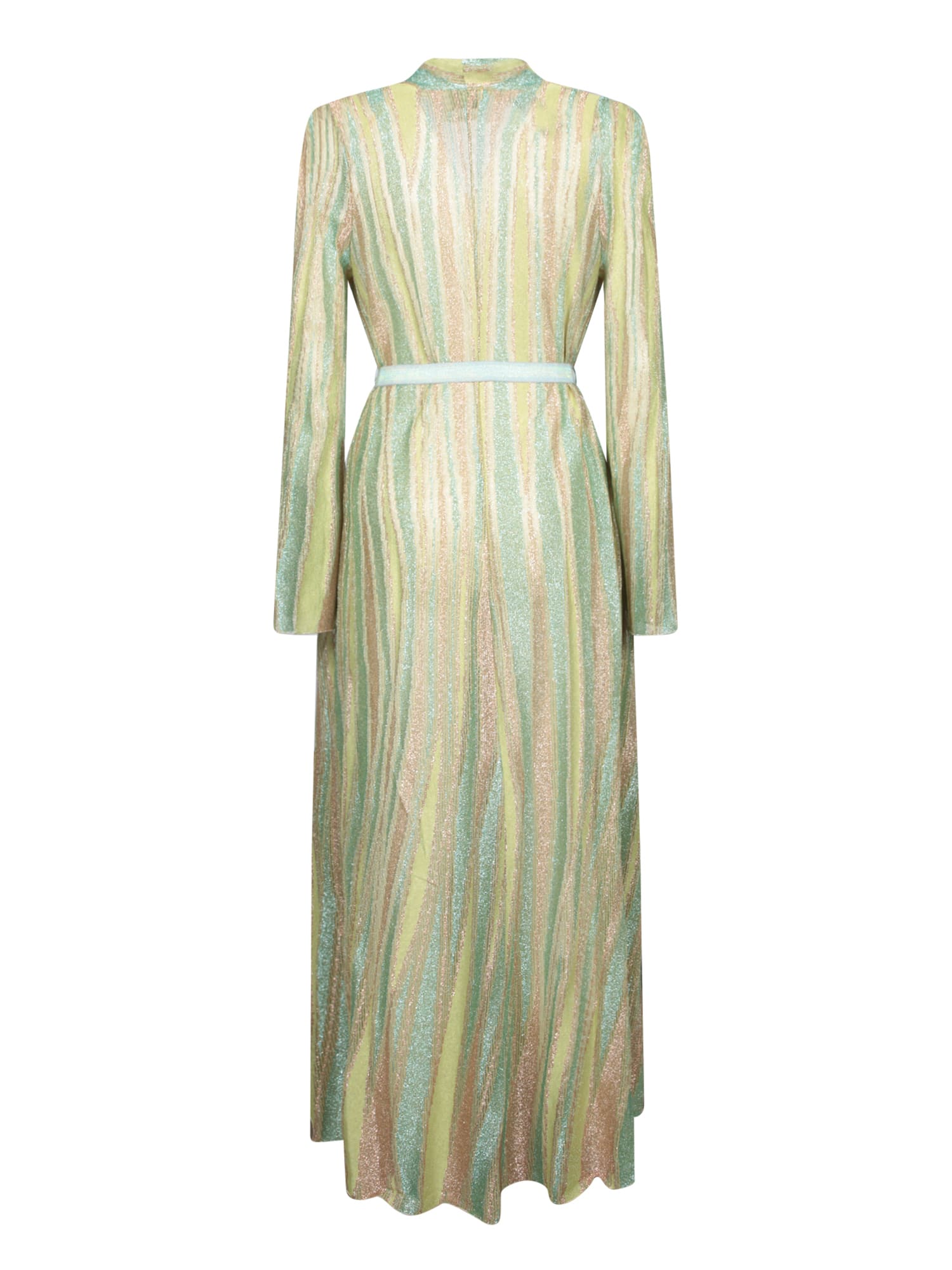 Shop Forte Forte Lurex Jersey Jacquard Belted Crossed Dress In Multicolor