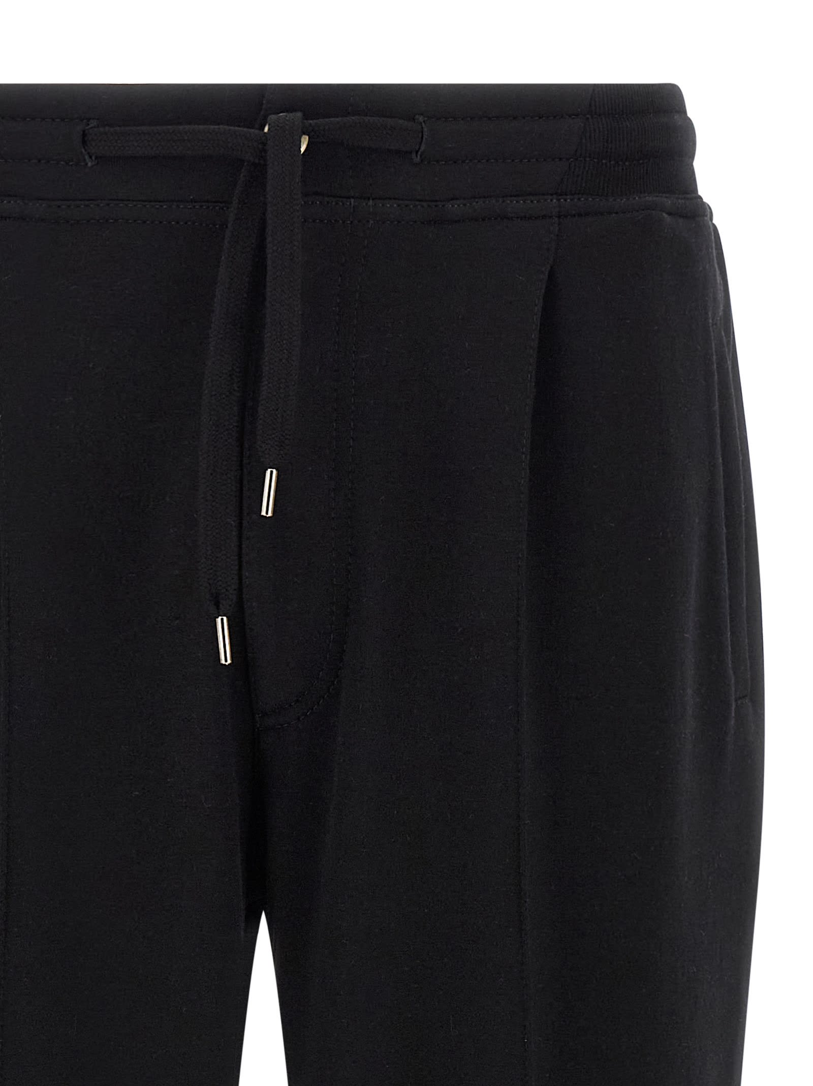 Brunello Cucinelli Logo Printed Drawstring Track Pants In Black
