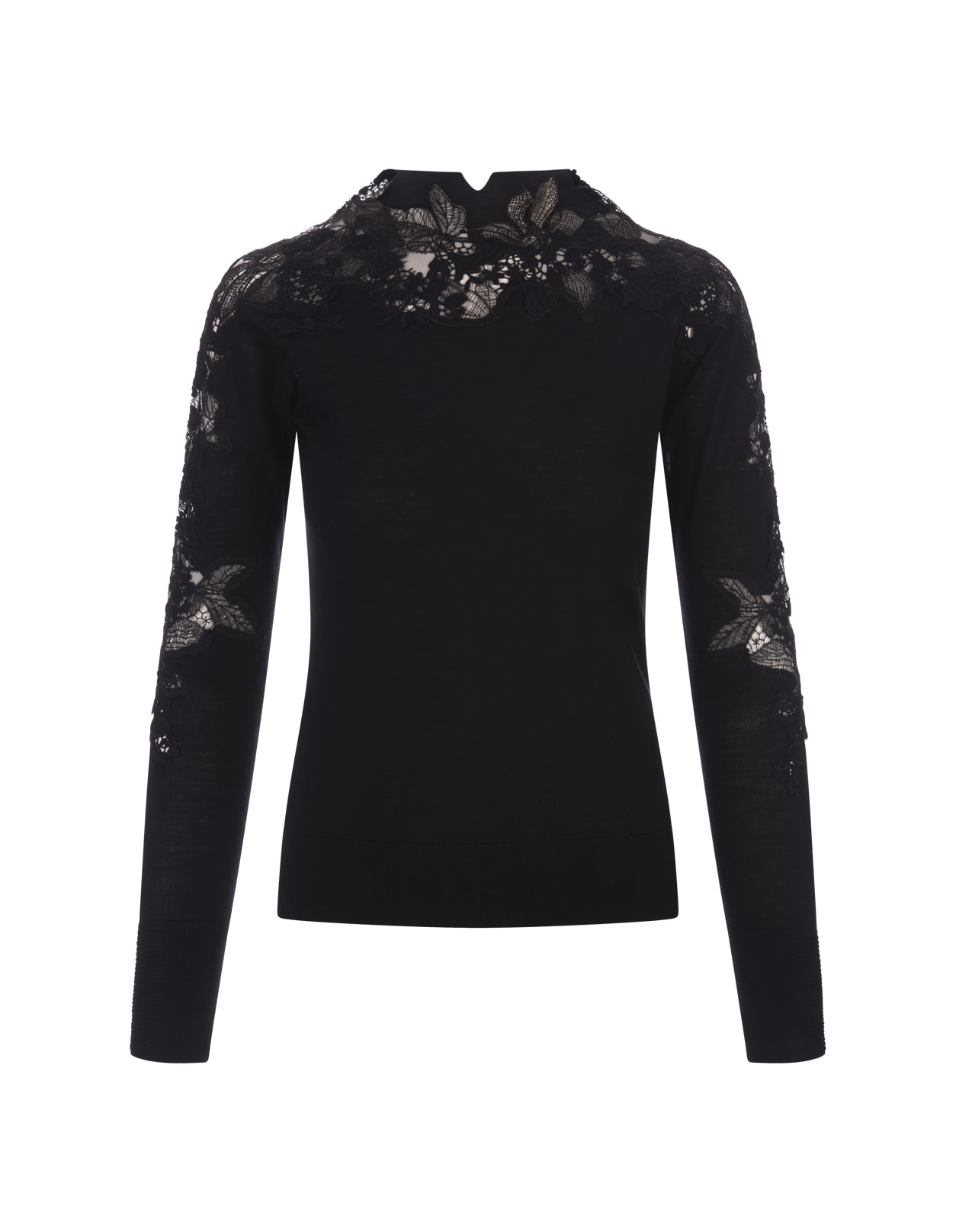 Ermanno Scervino Black Sweater With Lace