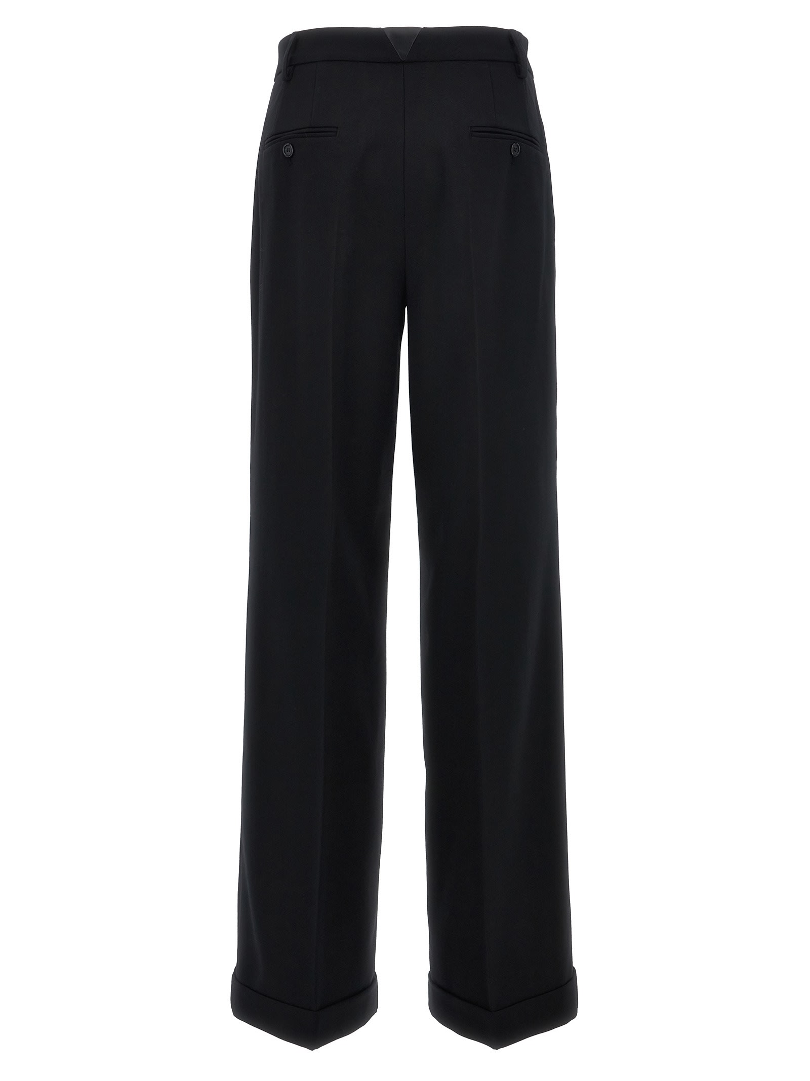 Pinko Crepe Fabric Wide-leg Trousers In Black