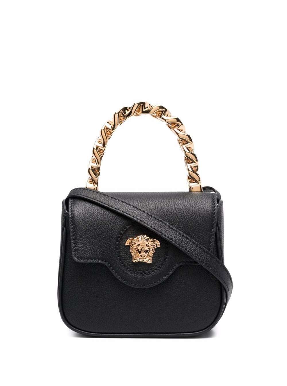Shop Versace La Medusa Mini Bag In Black Leather Woman
