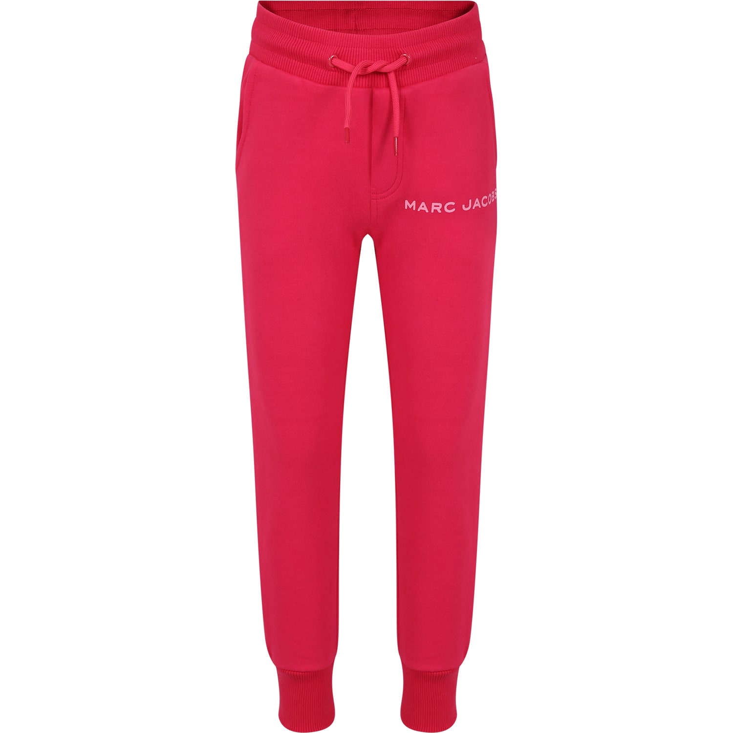 Shop Little Marc Jacobs Fuchsia Trousers For Girl With Logo In Fucsia