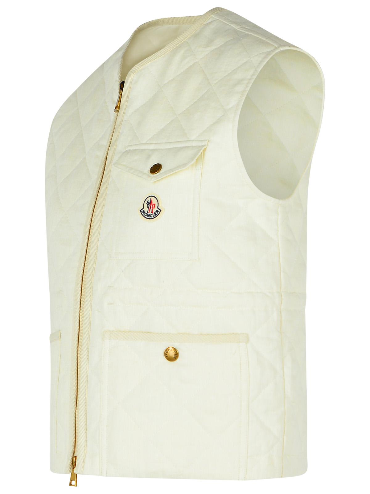 Moncler Vigny White Linen Vest In White