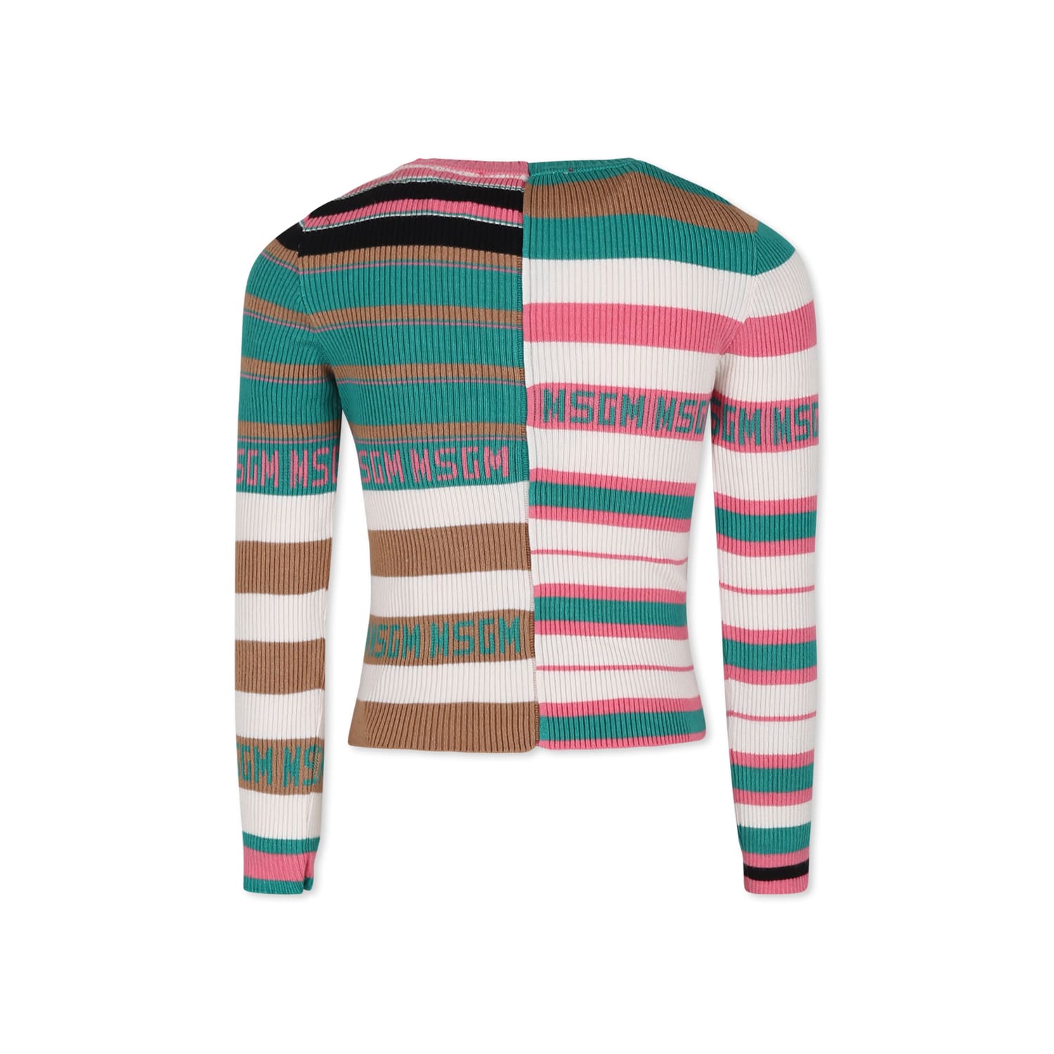Msgm Multicolor Sweater For Girl With Logo In Multicolor