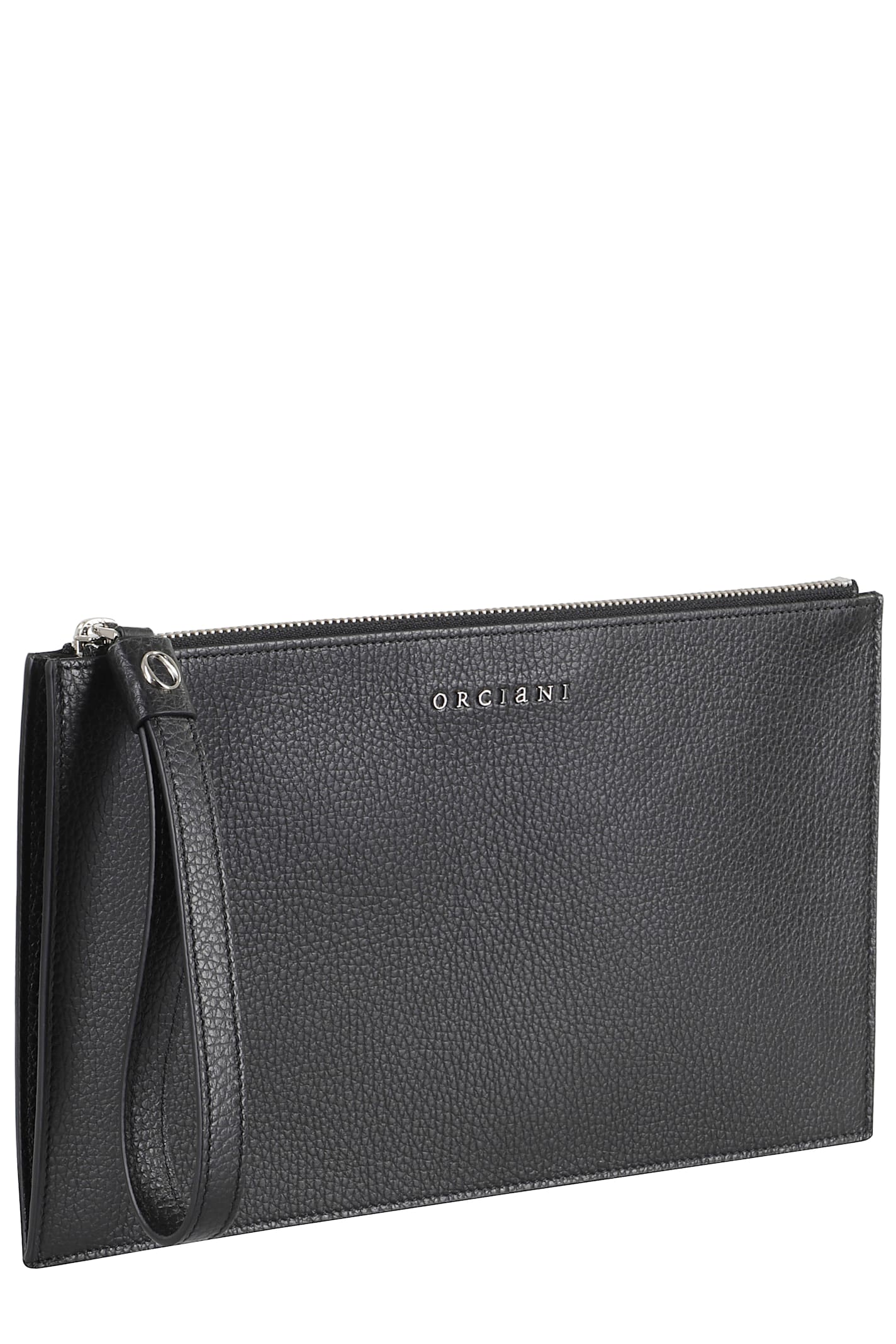 Orciani Pochette Micron Pelle Con Polsiera In Black