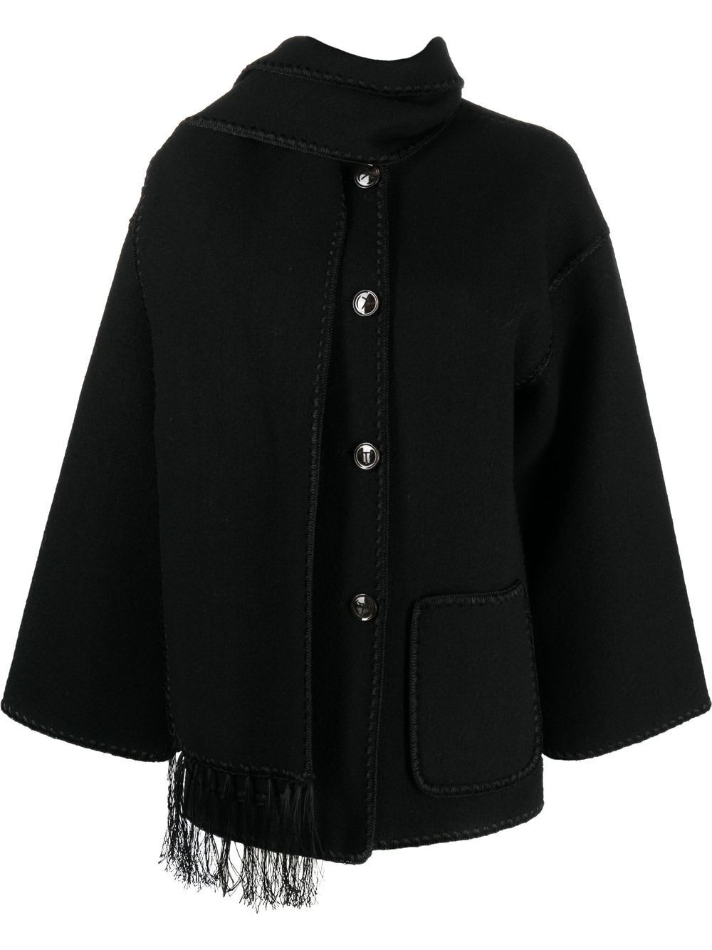 Shop Totême Embroidered Scarf Jacket In Black